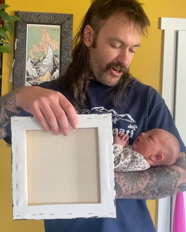 Thought I&rsquo;d use this cute baby to sell a painting. I&rsquo;ve never actually sold a painting. This one&rsquo;s headed to the CB Center&rsquo;s &ldquo;color of snow&rdquo; show Nov 14.