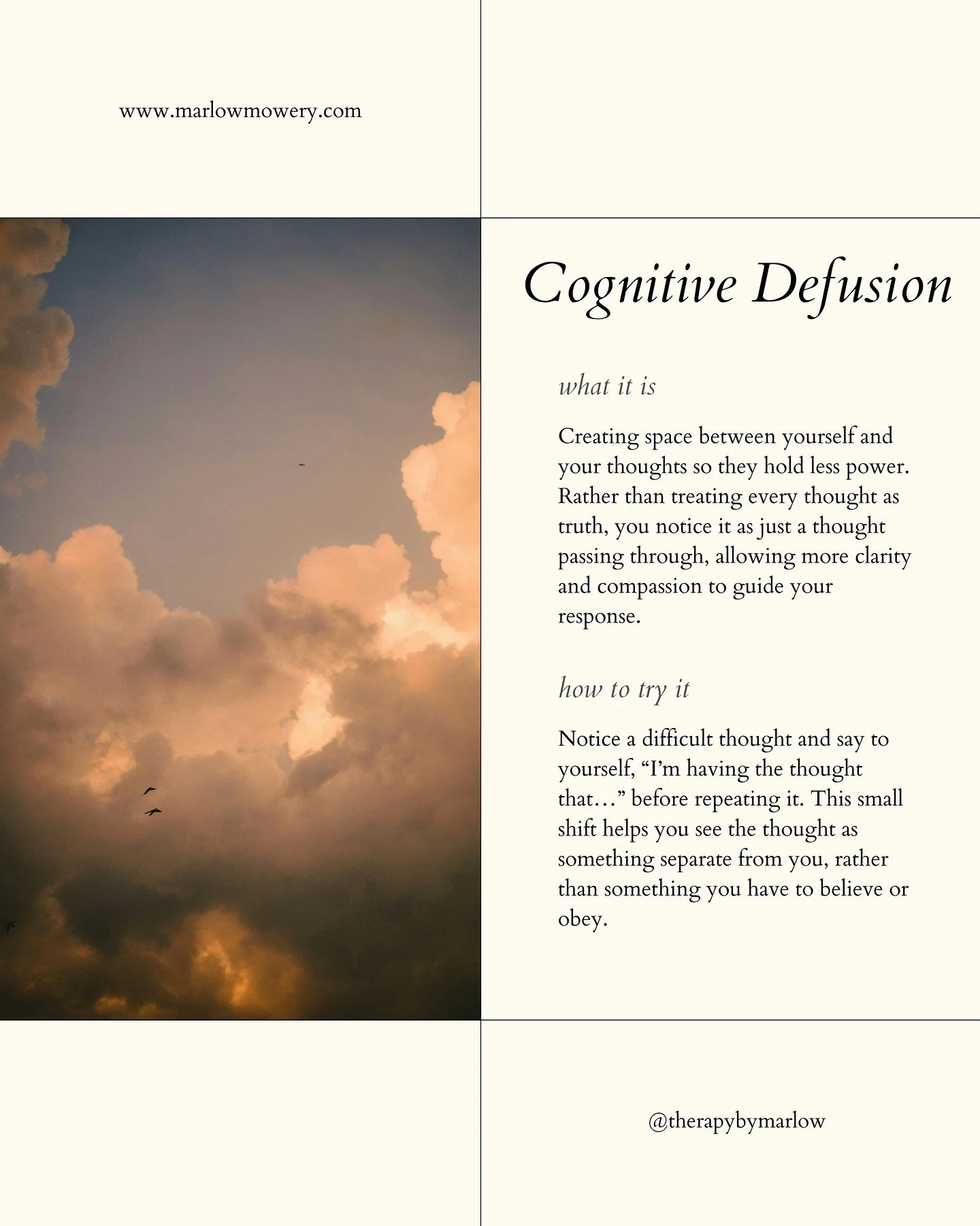 Sometimes our thoughts can seem like facts &mdash; sharp, convincing, and absolute. But most of the time, they&rsquo;re just stories passing through our minds. 

Cognitive defusion helps us take a moment to pause and remember: you are the one noticin
