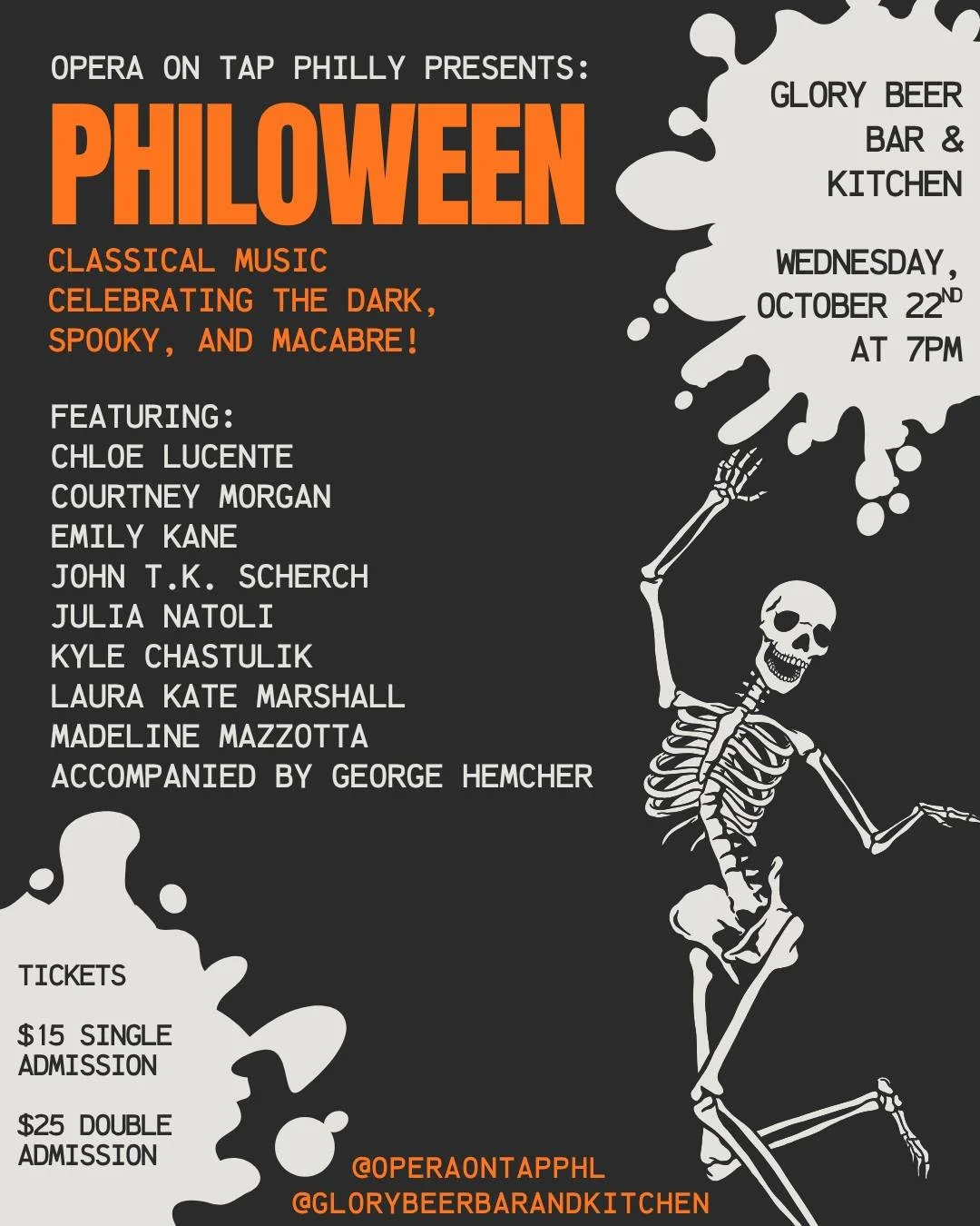 Less than a week away for our annual Philoween show! Get your tickets while you still can! 

Celebrate all things spooky with our performers Chloe Lucente, Courtney Morgan, Emily Kane (OOTPHL Debut!), John T.K. Scherch, Julia Natoli, Kyle Chastulik, 