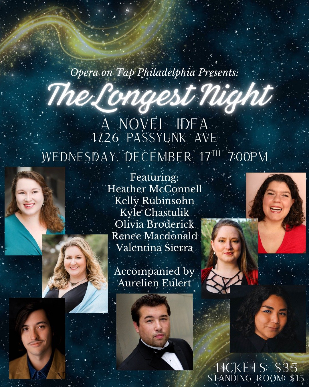 Featuring our performers for The Longest Night: Heather McConnell, Kelly Robinson, Kyle Chastulik, Olivia Broderick, Renee Macdonald, and Valentina Sierra, accompanied by the fabulous Aurelien Eurlert! 

Our annual winter solstice show The Longest Ni