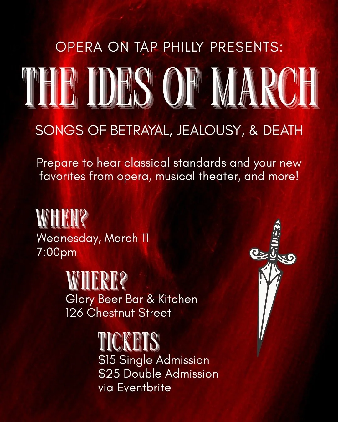 And we&rsquo;re back! 🍻 to another season of exciting classical programming across Philly!

First up we have a new show theme - The Ides of March! Beware, our singers will be bringing the drama in a show all about jealousy, betrayal, m*rder, and mor