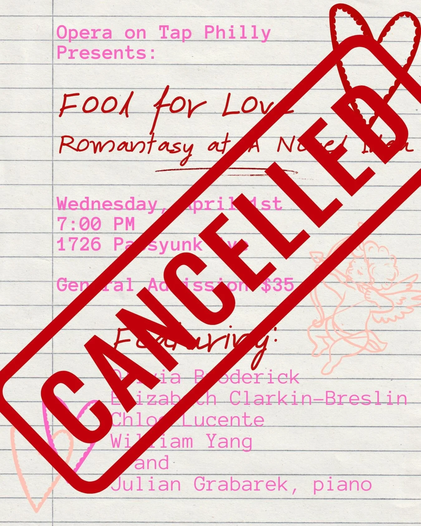Unfortunately, due to circumstances out of our control, Fool For Love has been cancelled. Stay tuned for more events!