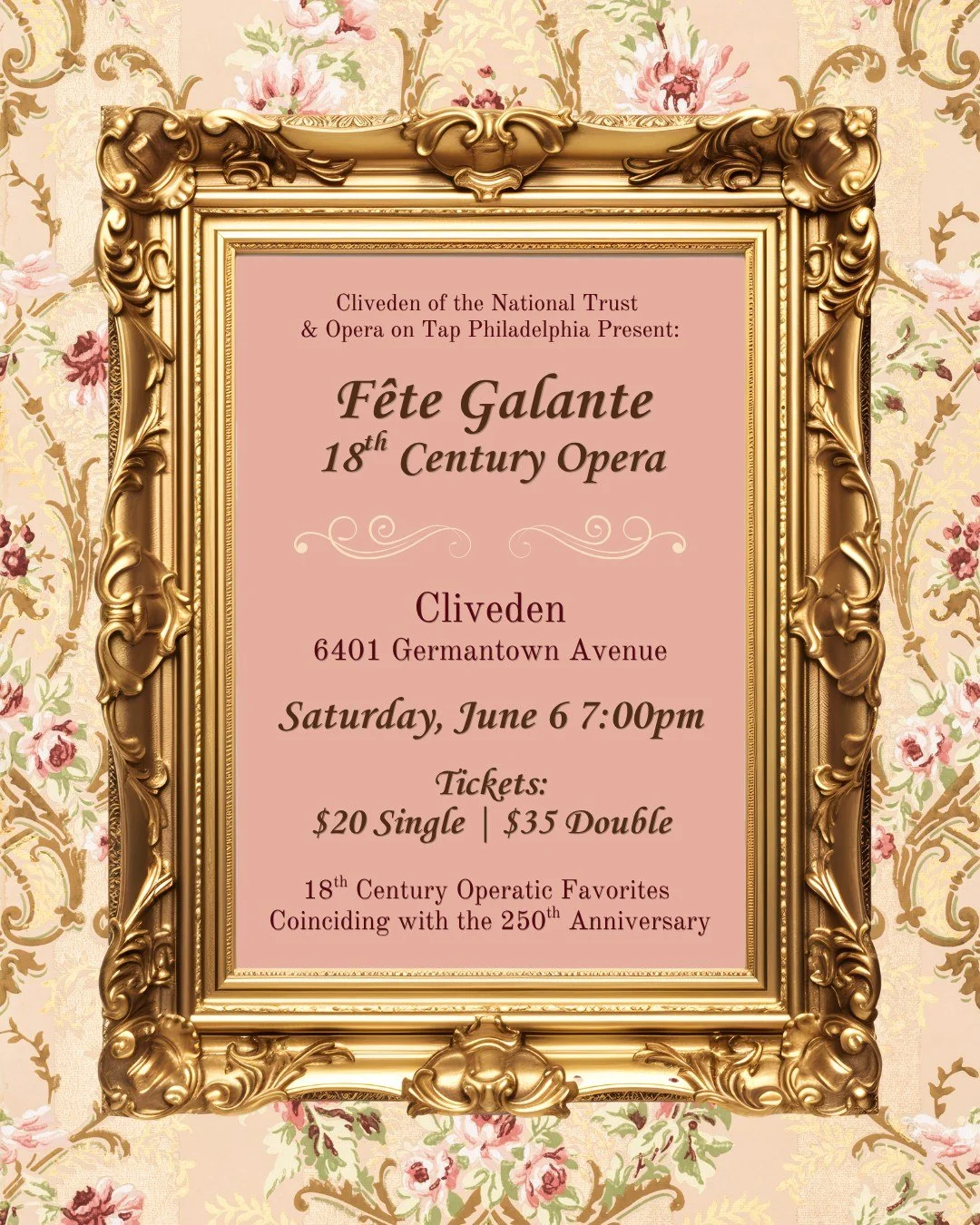 Show announcement! 🚨 

We are delighted to be at Cliveden for the first time, presenting a concert of 18th century opera entitled F&ecirc;te Galante! 

Cliveden's decor has been redone to 18th century aesthetics, coinciding with the 250th anniversar