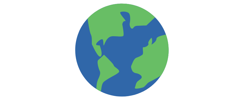 Illustration of Earth with landmasses highlighted in green and blue oceans.