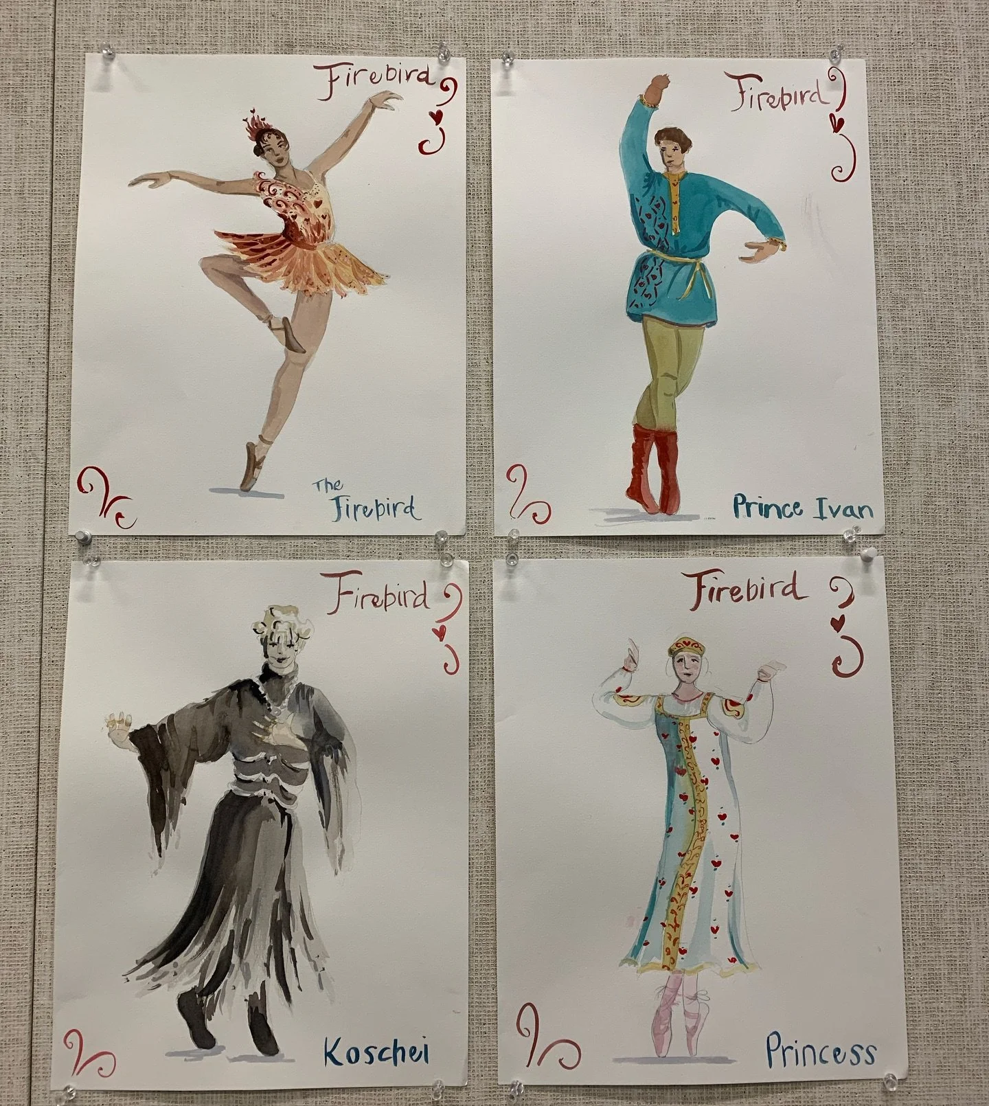 Our first ballet exercise in class was doing designs for Firebird! I had a lot of fun looking into illustrations of Russian fairytales for this project, as well as the decorative details of Russian folk art and garments. It was also interesting to le