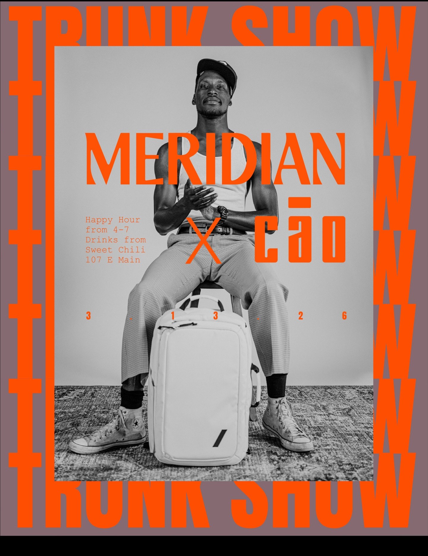 Come swing by Meridian Men today from 4-7.  We are doing a Trunk Show.  Lots of bags and the Talvi Wool Track Suits!  Drinks from Sweet Chili.  107 E Main.