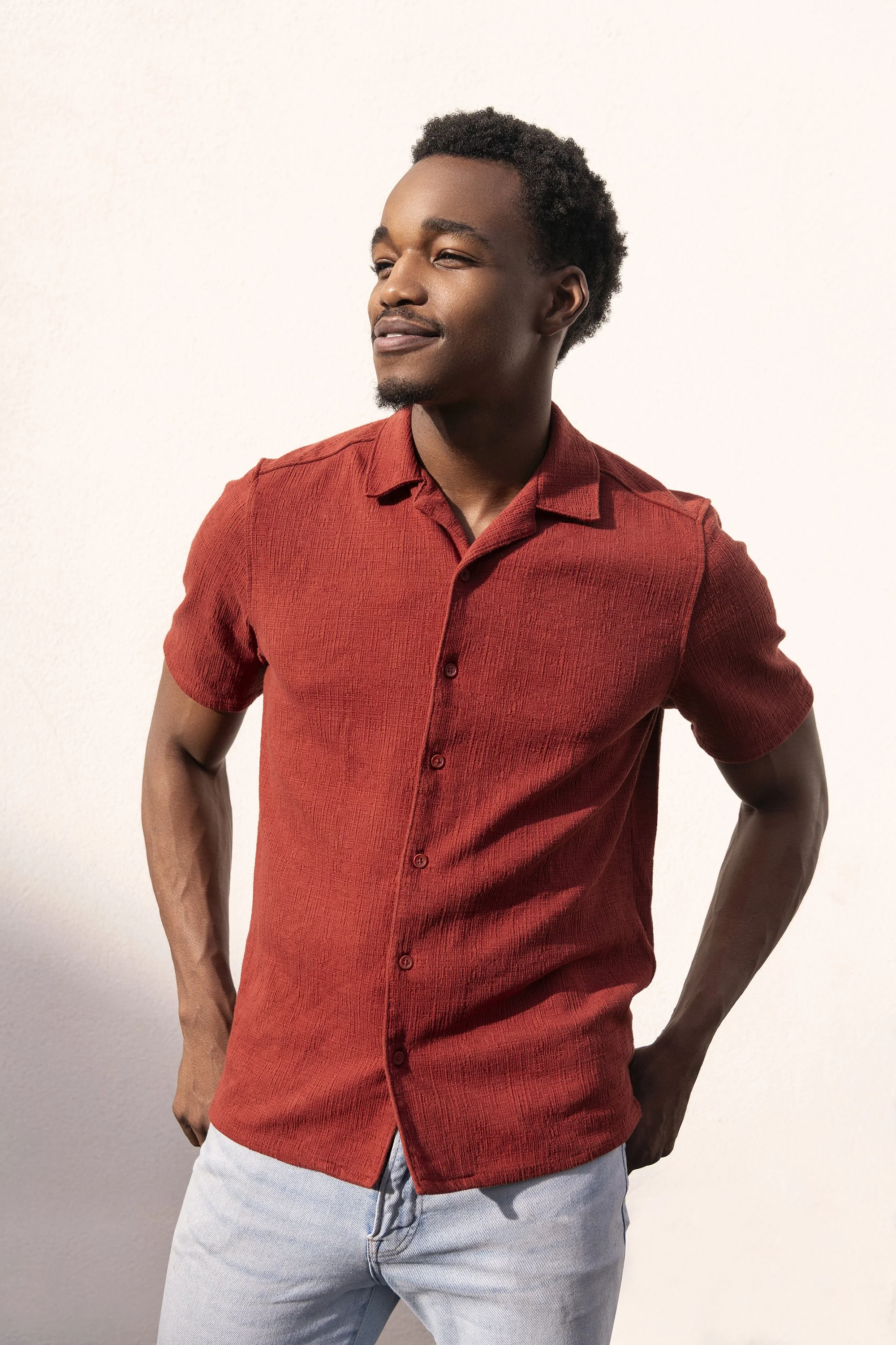 Atlanta lifestyle and fashion photographer Caitlin Tabilog outdoor portrait of Julian Green model and actor in downtown Marietta Georgia natural lighting vibrant colors editorial commercial photography