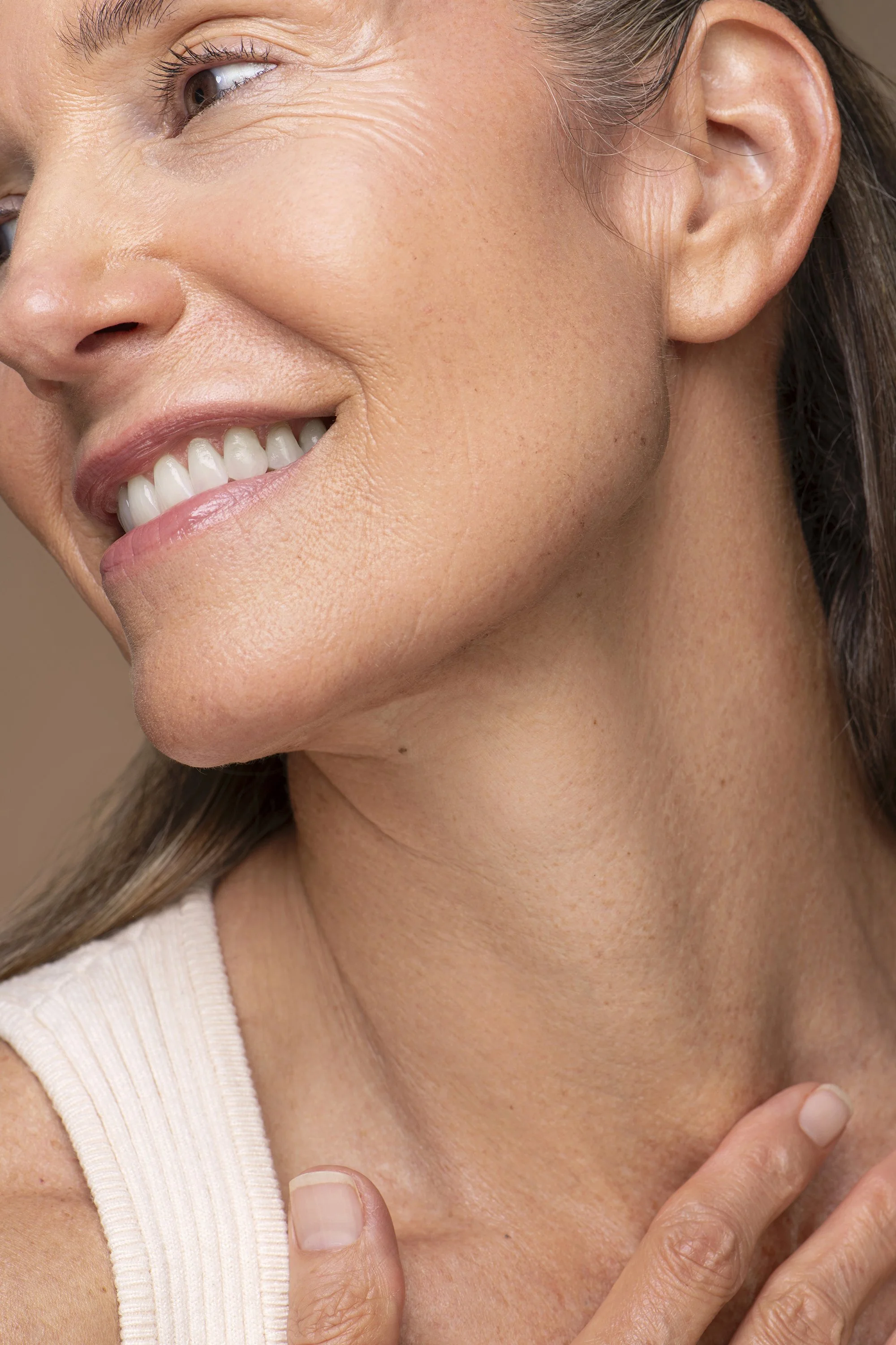  Atlanta commercial skincare, beauty, and medical spa photography for AYA Skin featuring professional female models from Forward The Agency, photographed by Caitlin Tabilog with clean studio lighting, natural-looking skin, beauty makeup, and neutral 