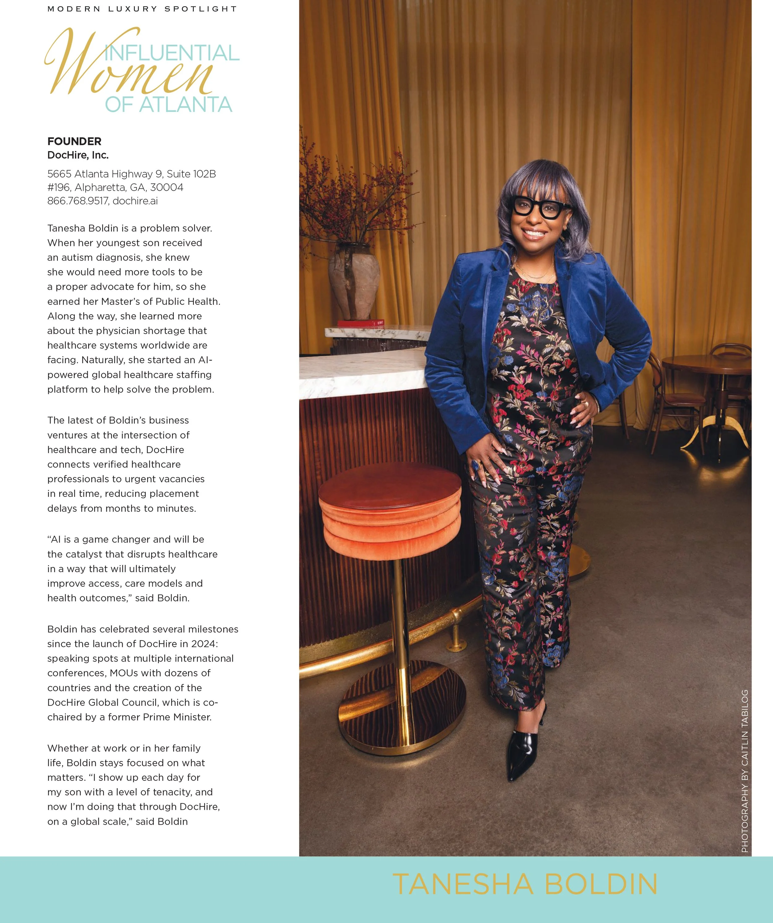 Editorial portrait from the Most Influential Women of Atlanta feature photographed for Atlantan Magazine by Atlanta portrait photographer Caitlin Tabilog for Modern Luxury Magazine.