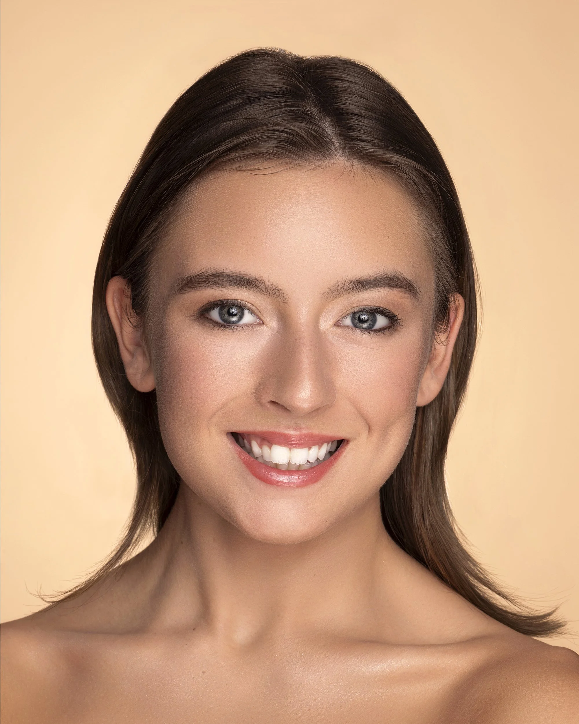 Editorial beauty photography of Audrey from Click Models Atlanta showcasing professional makeup artistry for Industry Makeup Academy in Atlanta, Georgia. Luxury studio portrait with clean lighting, glowing skin, and modern beauty styling photographed
