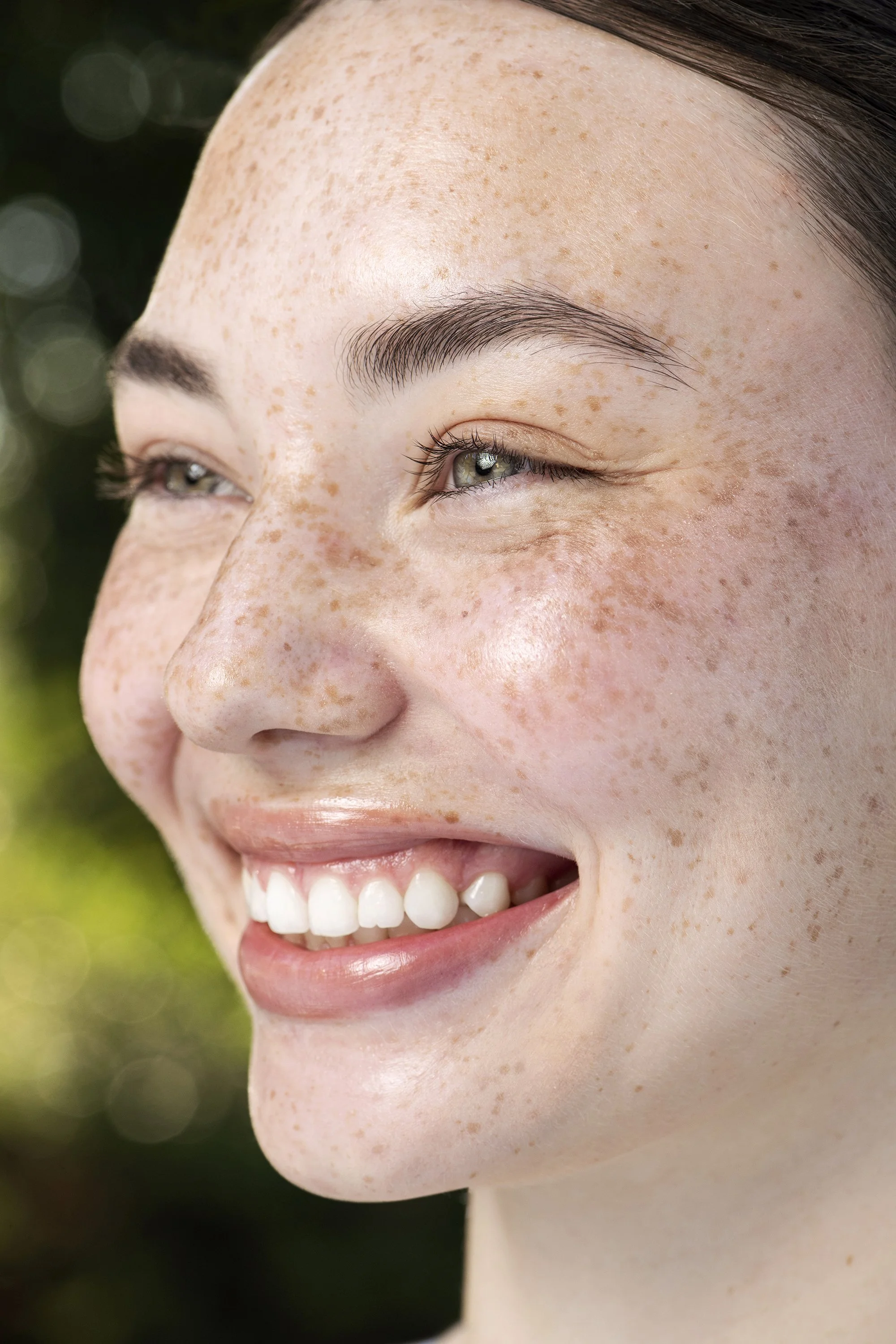Commercial skincare and beauty portrait photography in Atlanta featuring Forward The Agency model Yumi, highlighting glowing skin, natural complexion, professional makeup, and vibrant summer beauty styling.