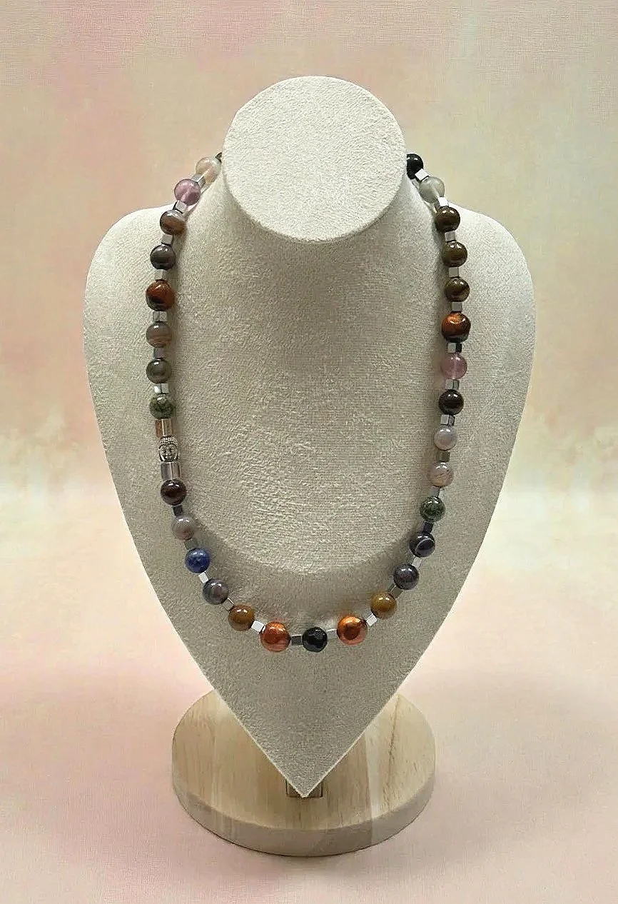 Multi Crystal Bead Mix Necklace with Silver Accents - 21.5"