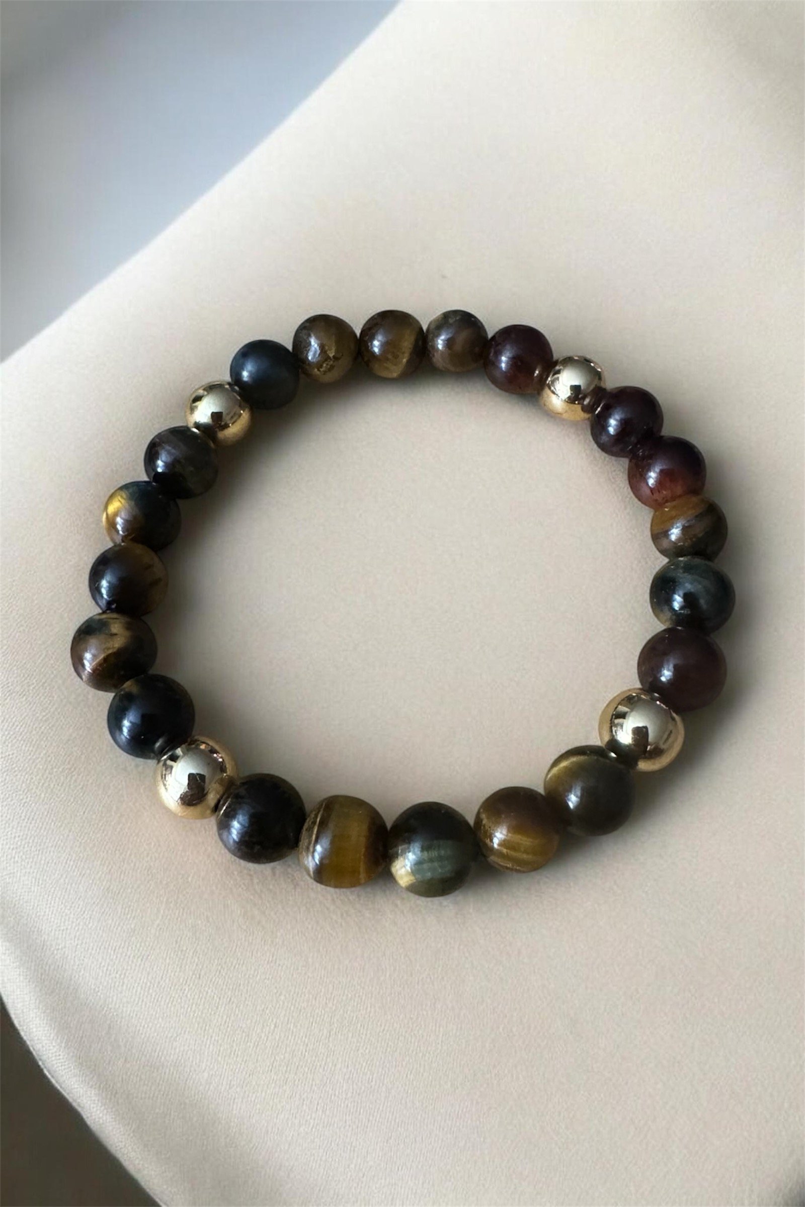 Tiger Eye with Gold Accent  8MM
