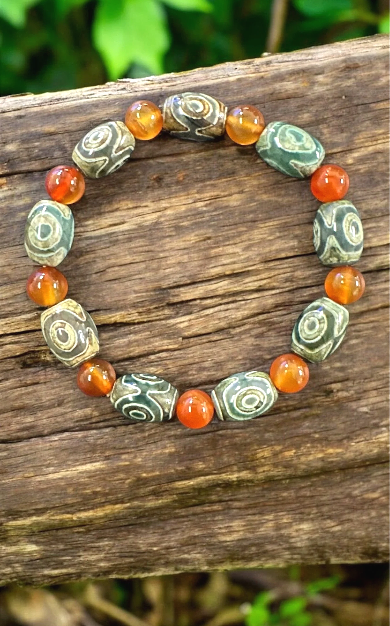 Secure Empowerment - 12MM Dzi Beads with Carnelian