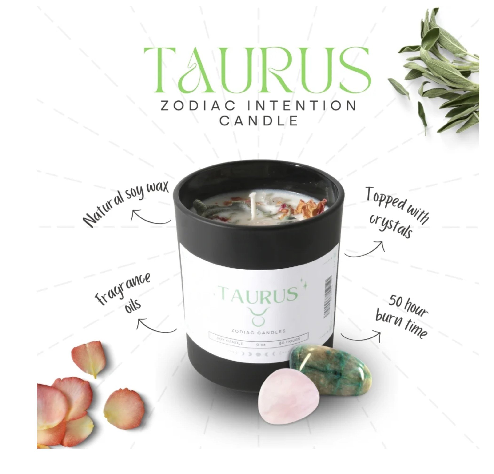 Crystal Zodiac Candle - Taurus