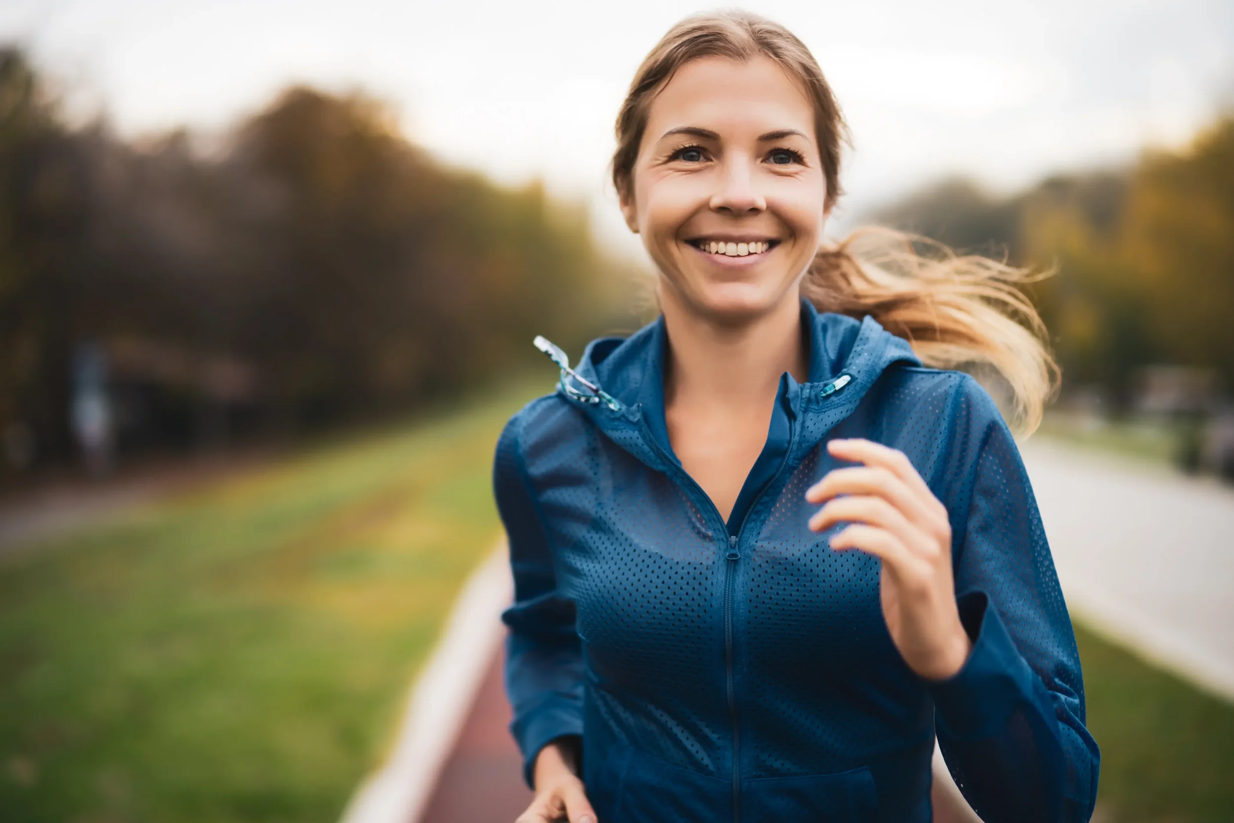 Smiling woman running