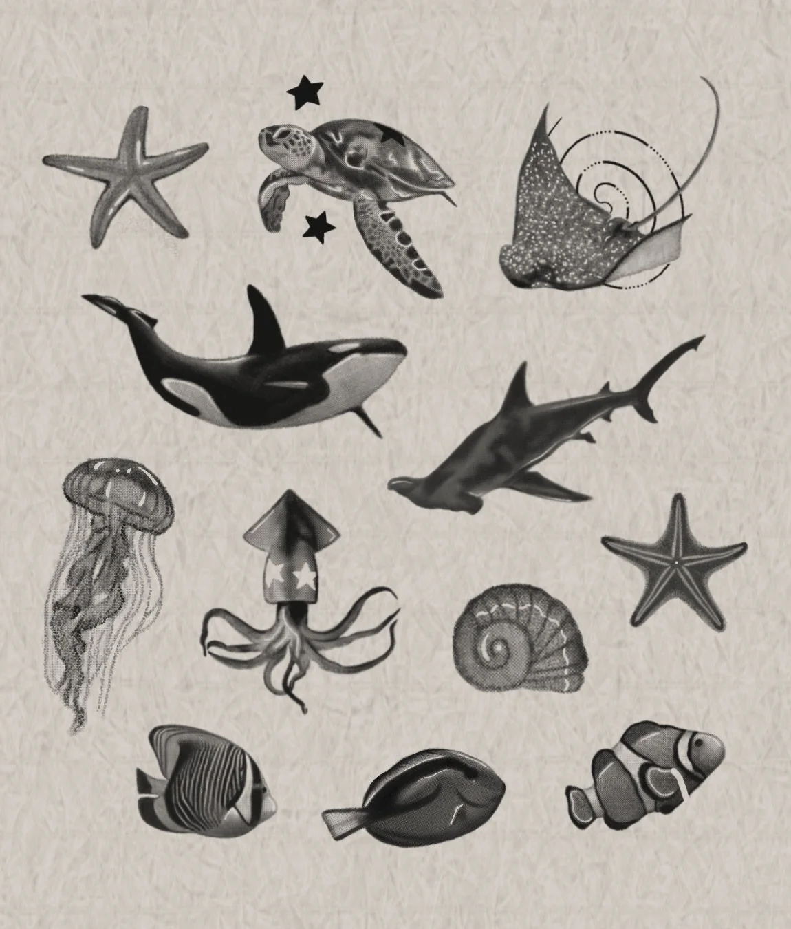 nonrepeatable *claimed: jellyfish, stingray