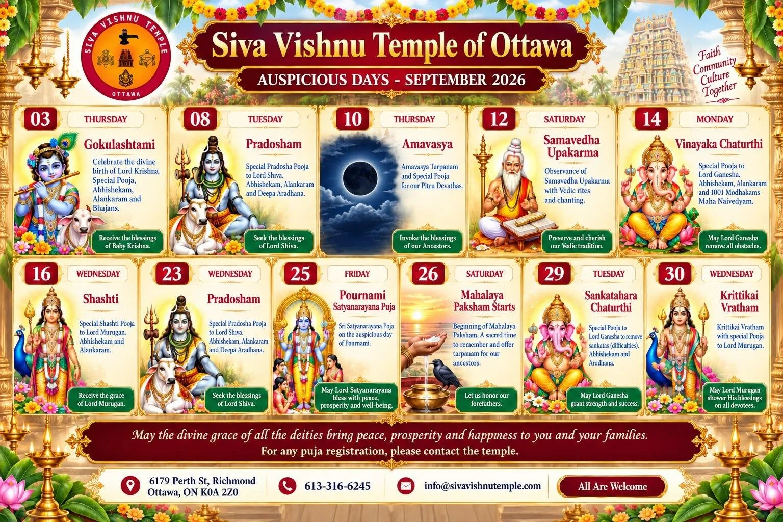 September Temple Events