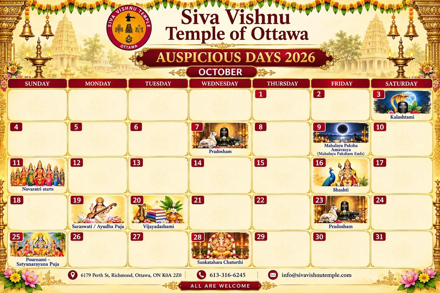 October Temple Events