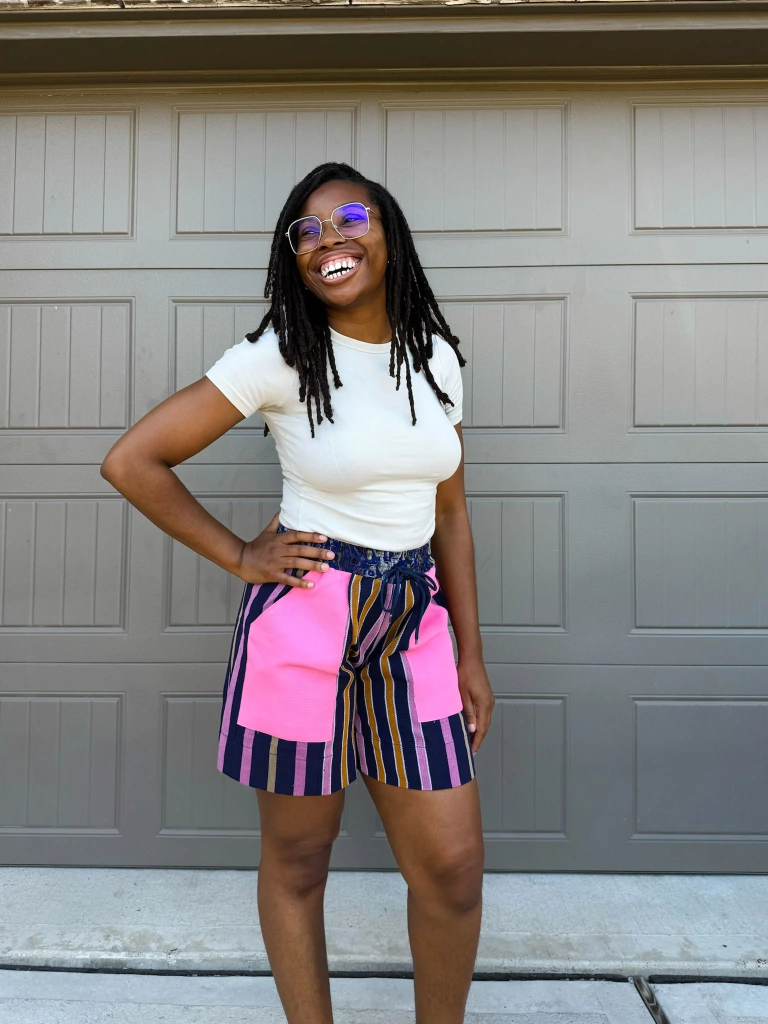 Aso Oke Colorblock Shorts
