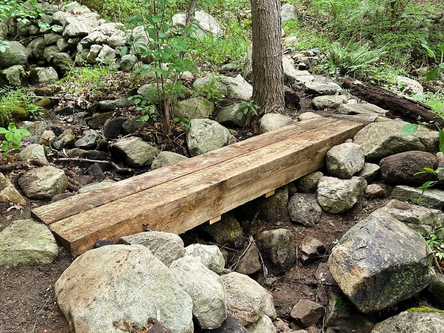 Just a couple of 8x8&rsquo;s hanging over an intermittent stream in the woods. #trailbuilding
