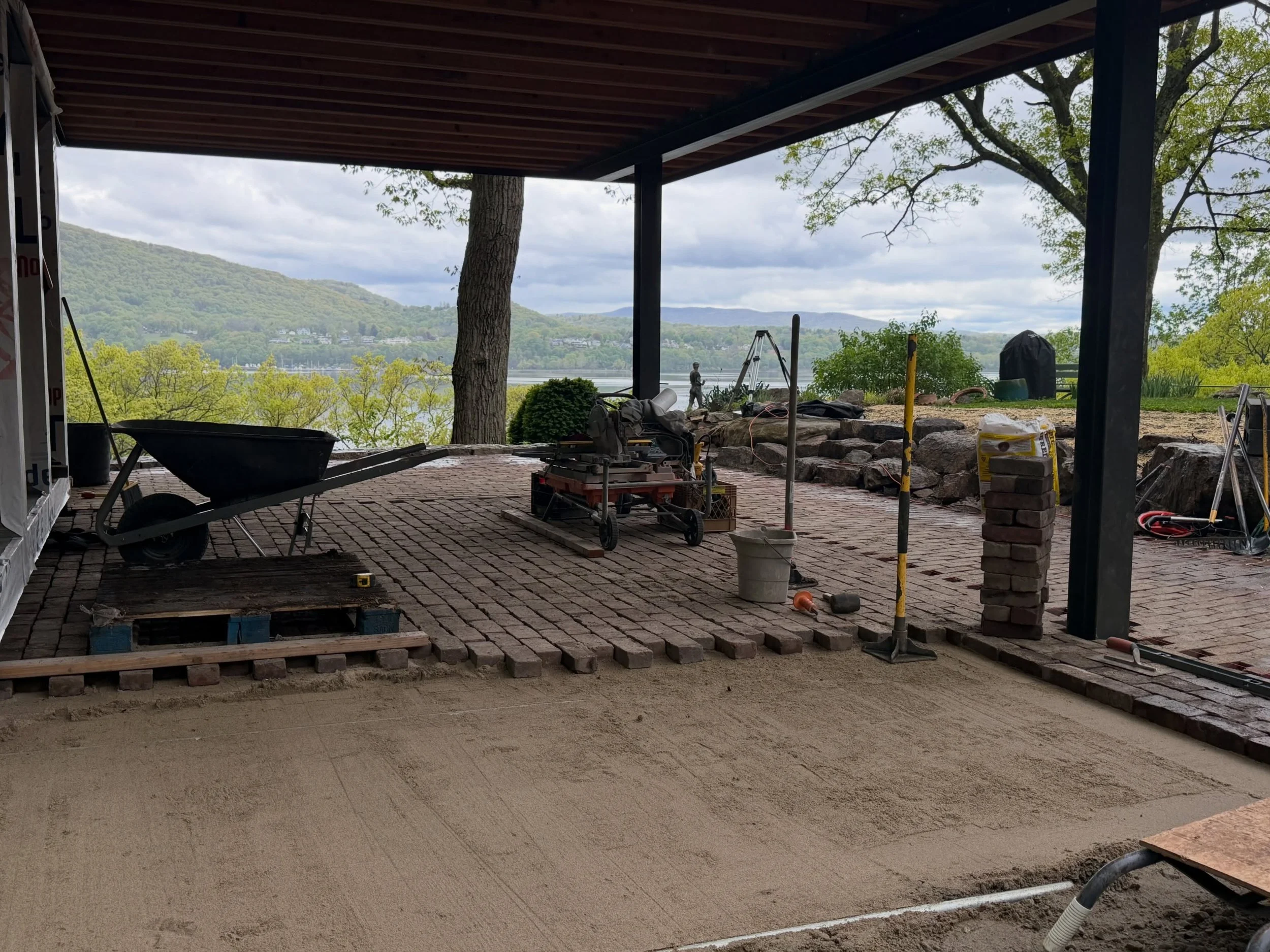 This will look even better when we are done building it&mdash;but it already holds its own. &ldquo;Borrowed view&rdquo; is the vocabulary word of the day. This music pavilion anchors a nearly complete three-year project, fortunate to draw in views of