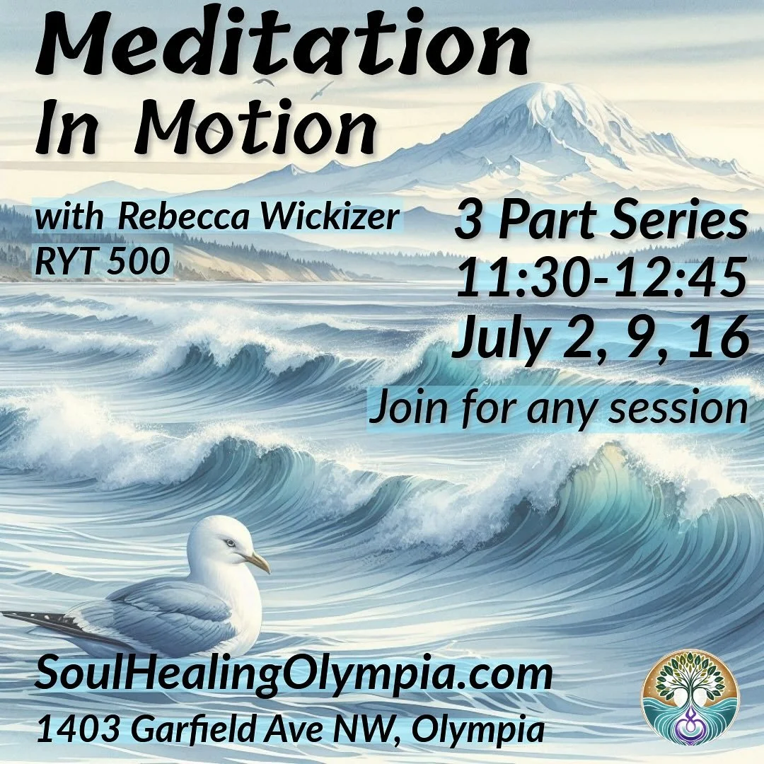 Please join me for Meditation in Motion as we learn to follow the innate wisdom of our bodies.  No experience necessary.  We will learn to tune in by practicing gentle movements guided by Prana and facilitated meditation.  Please DM me with questions