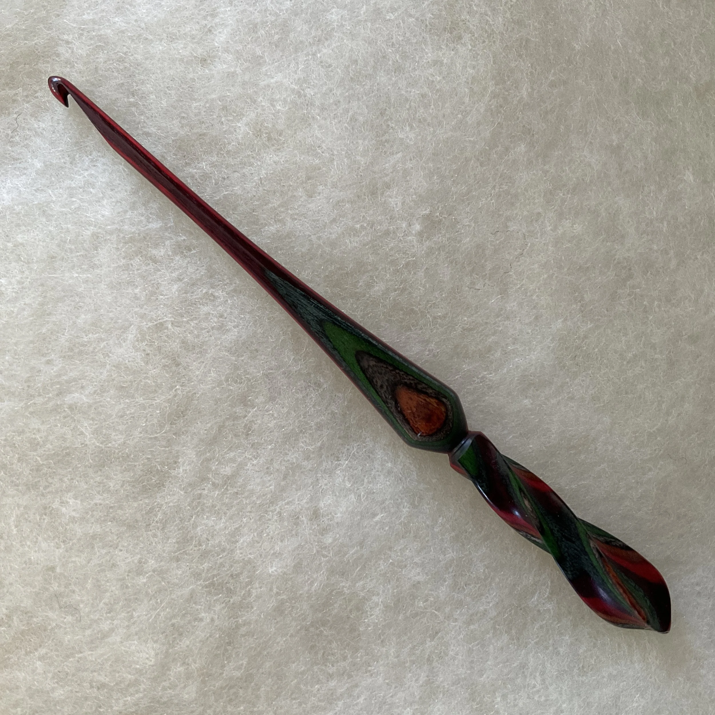 spiral flame crochet hook in Autumn, US G+