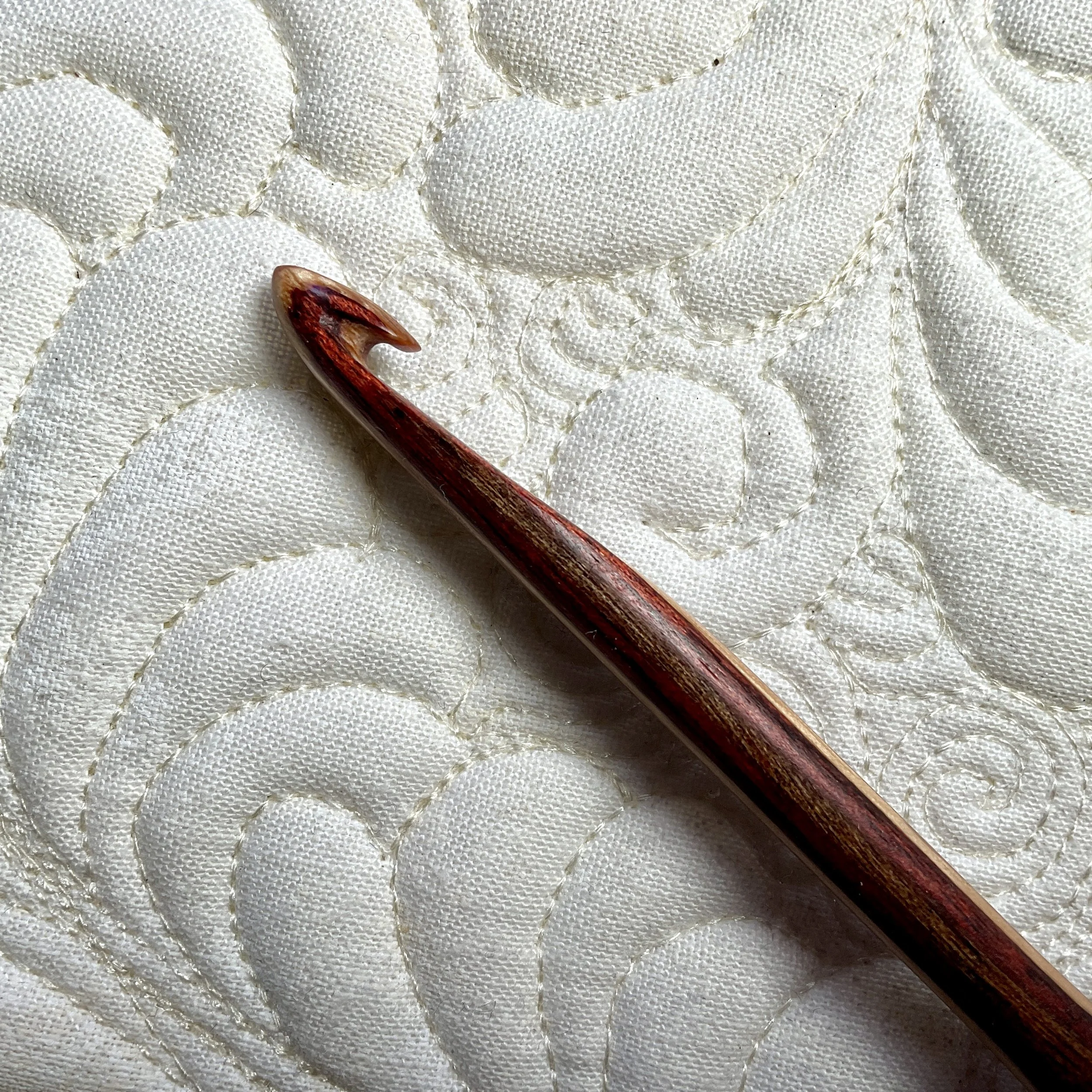 Head Detail: Hazelnut Spiral Flame Crochet Hook in US J/6.00 mm