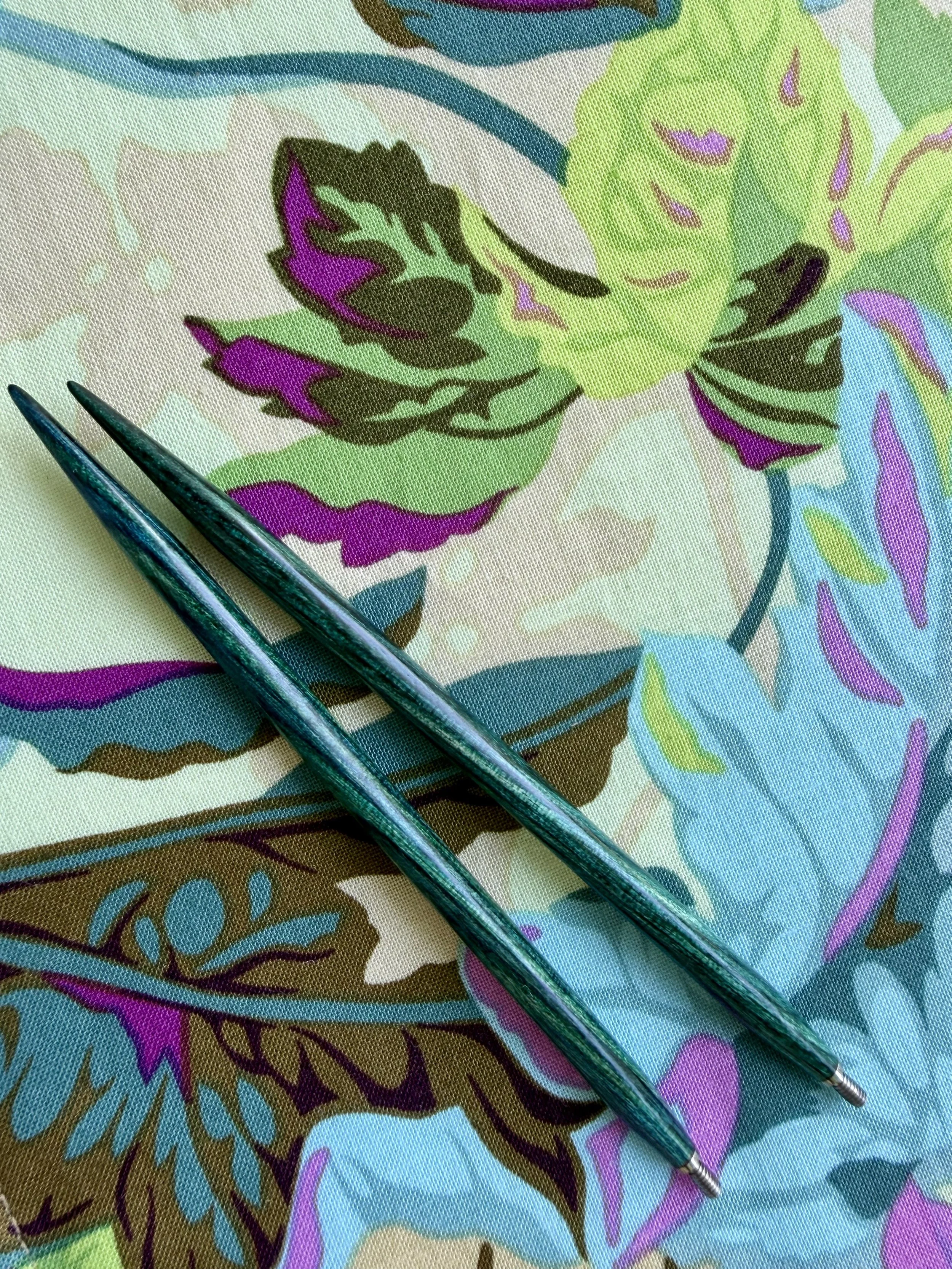 malachite pair of interchangeable knitting needles from DyakCraft