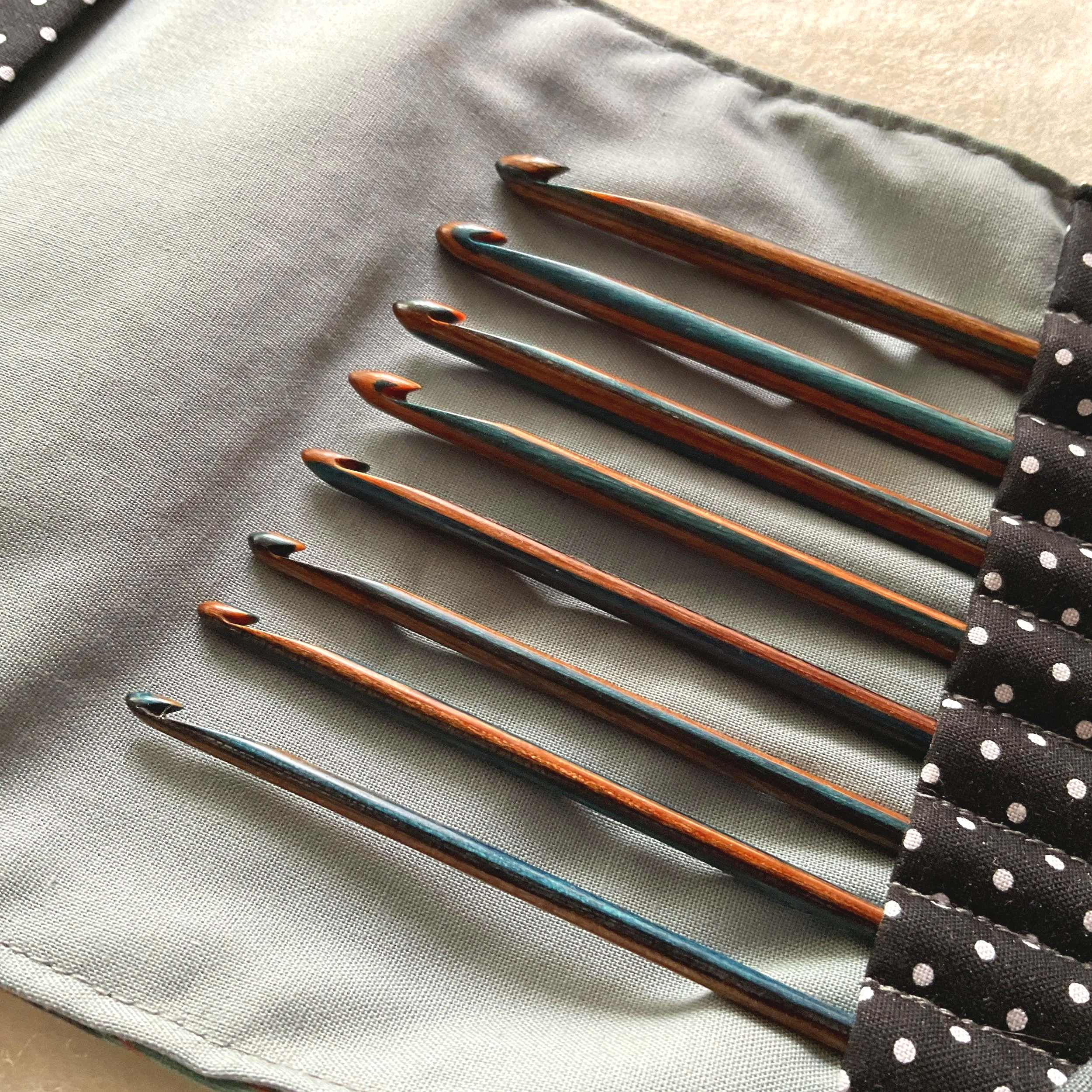 Tunisian Crochet Hook Set in Heaven on Earth Color, Made in Vermont by Tom Diak for DyakCraft