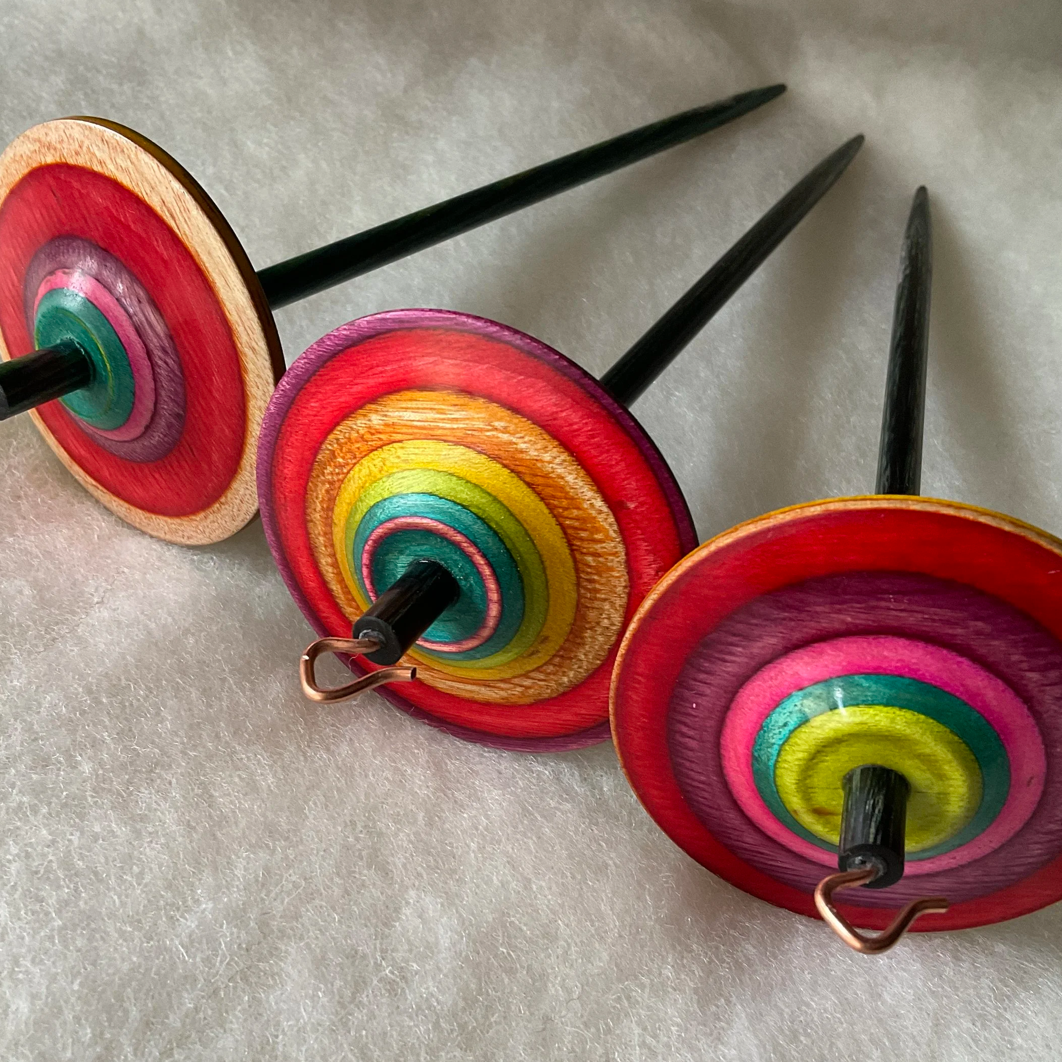 FiberShip Drop Spindle from DyakCraft in Sunrise color