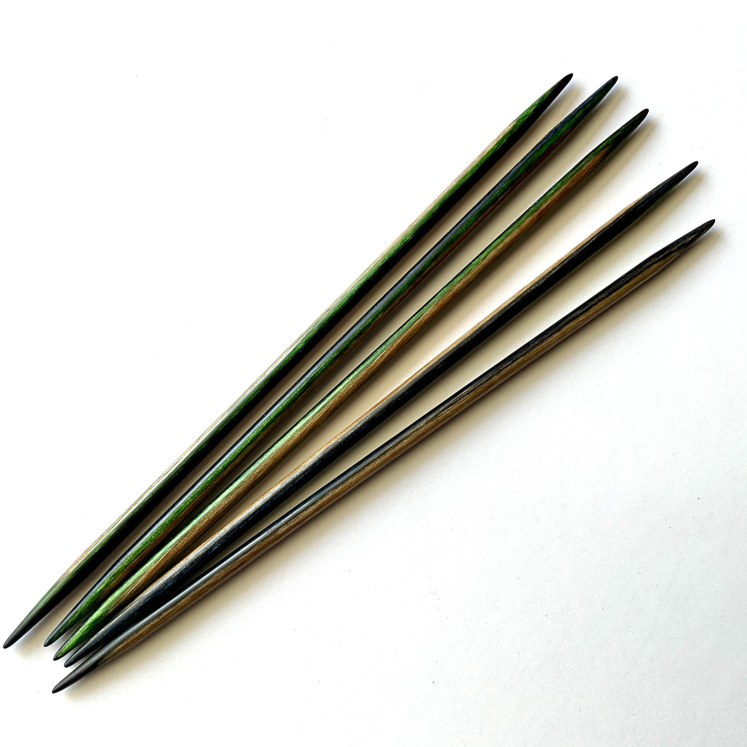 Field & Stream double pointed knitting needles  - blue, green, charcoal, and natural - from DyakCraft.