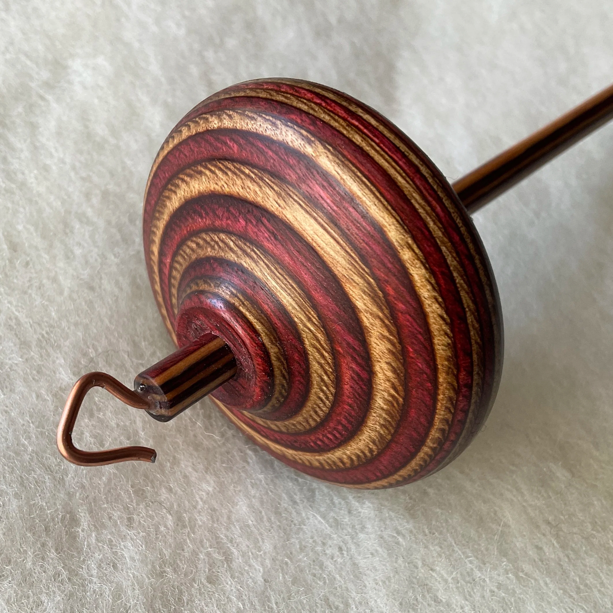 Cinnamon whorl and shaft, Mini Swan™ hand spindle