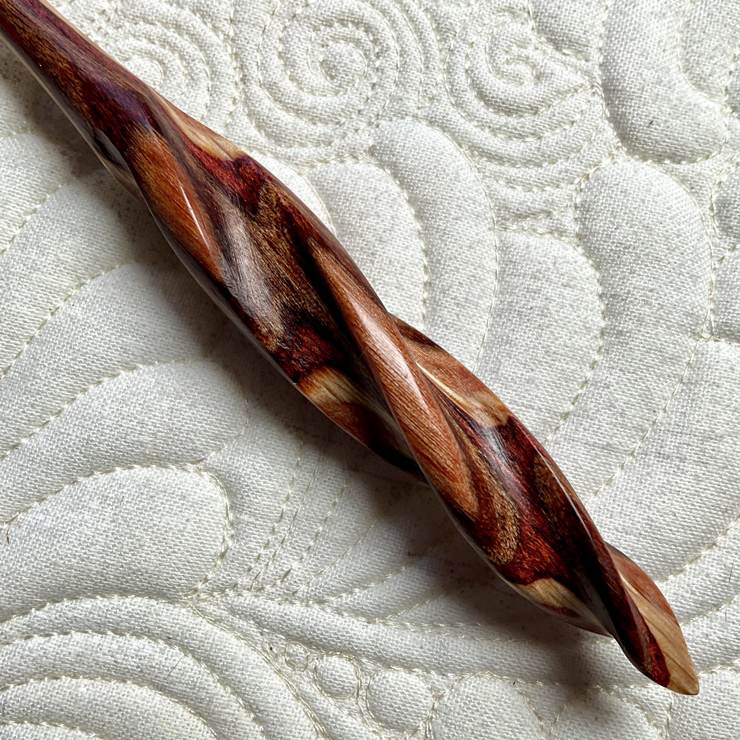 Handle Detail: Hazelnut Spiral Flame Crochet Hook in US J/6.00 mm