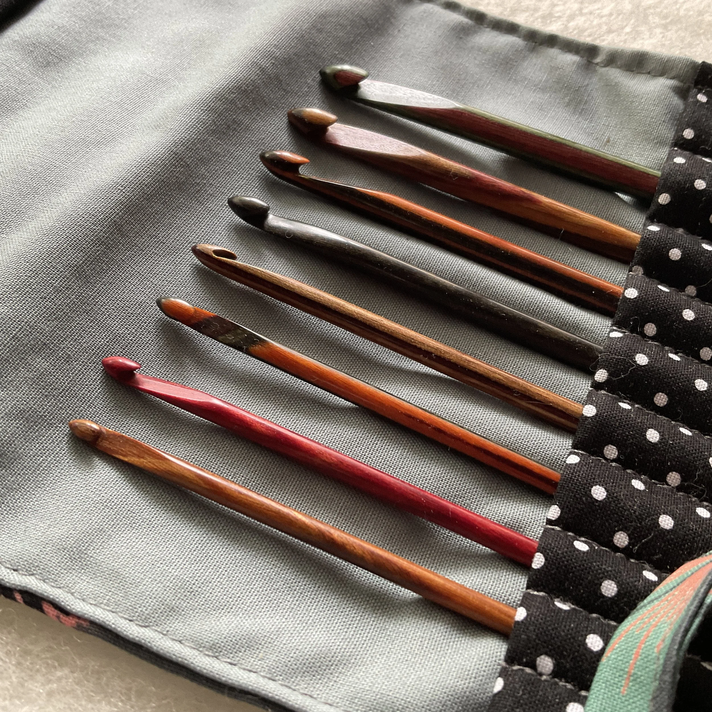 Tunisian Crochet Hook Set in Mixed Colors, Made in Vermont by Tom Diak for DyakCraft