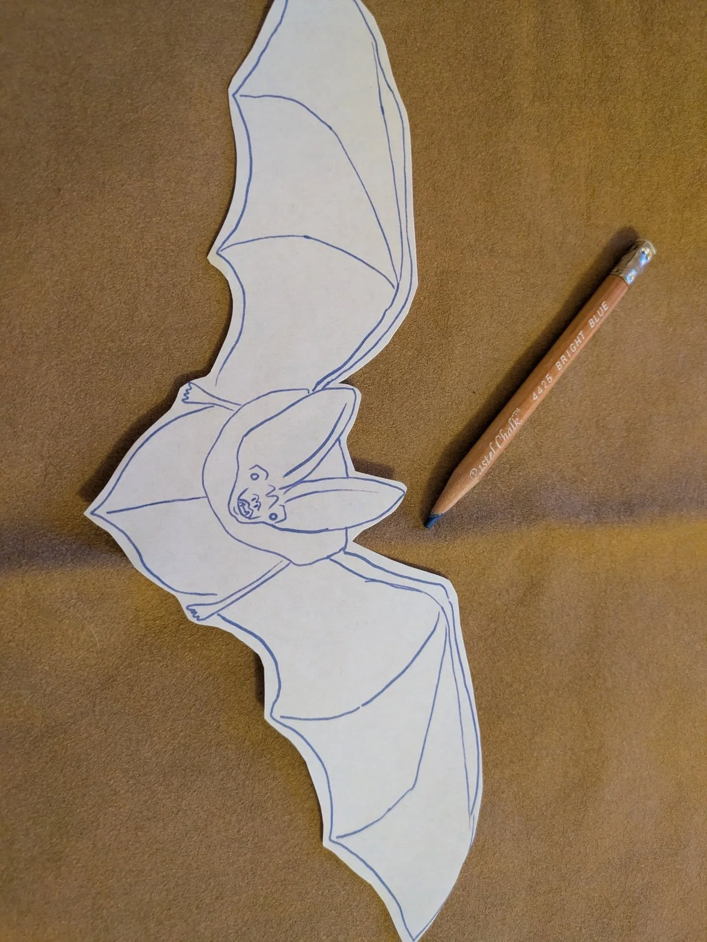 My Rafinesque&rsquo;s big-eared bat is finally getting started. This guy will be a movable piece made of wood, thrifted suede and leather, painted with acrylic and pastels! 
This vision is magical and I can't wait to see how it works out.
...
This pi