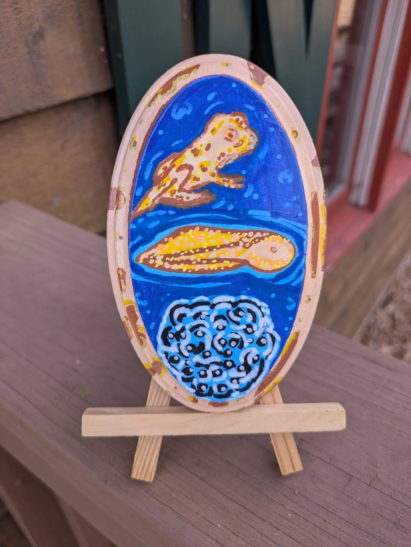 "In My Life" Acrylic marker on repurposed wood. 
...
I'm trying to enjoy the crisp winter season, but this storm has me dreaming of Spring Peeper calls. 
I am so excited for the Peepers to start their life cycle and sing their "peep pe