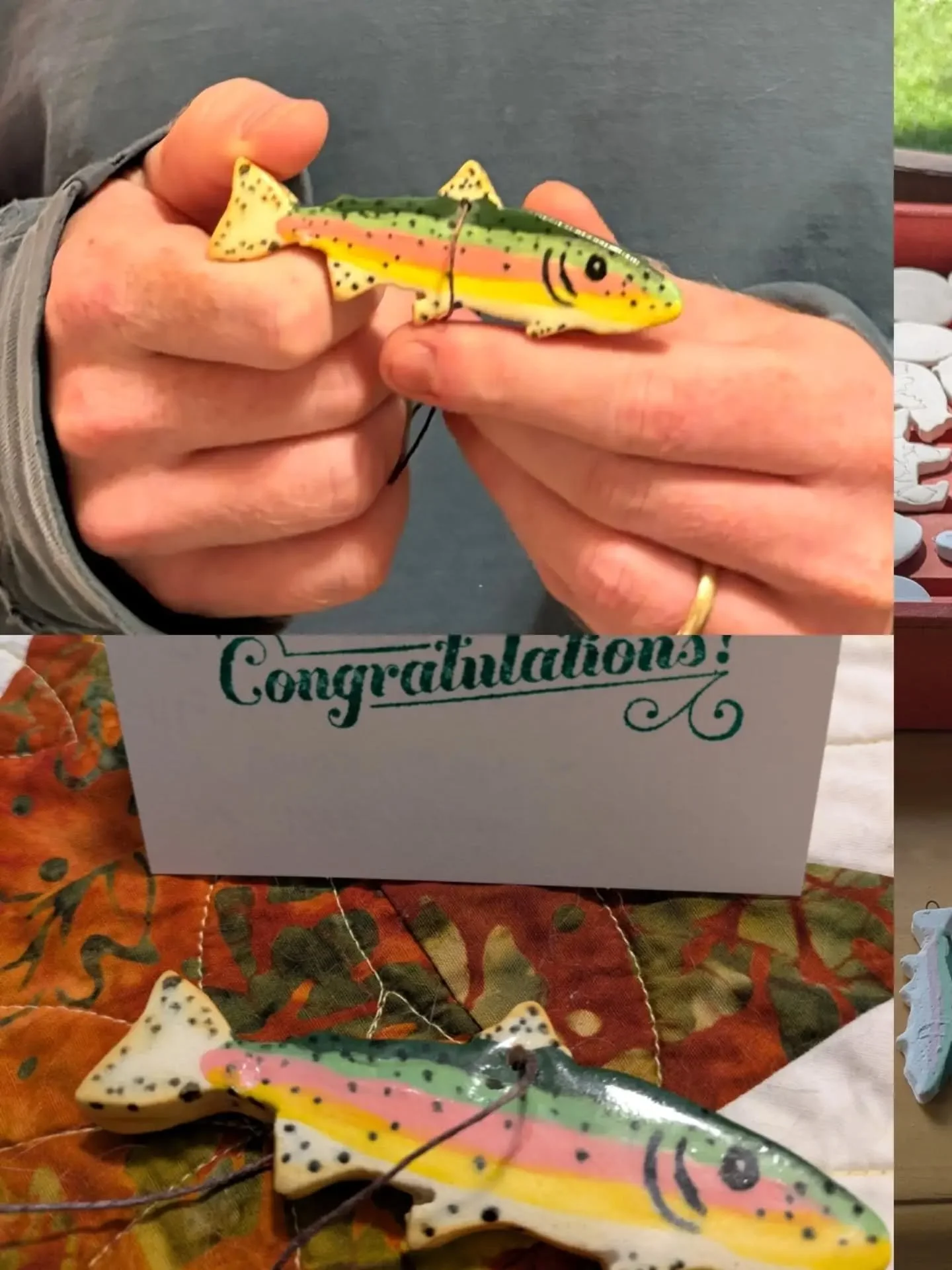Make stuff for your friends! Especially if it's a wedding gift that they will treasure forever. 
...
#troutornament
#troutart #fishart #ceramics #handmade