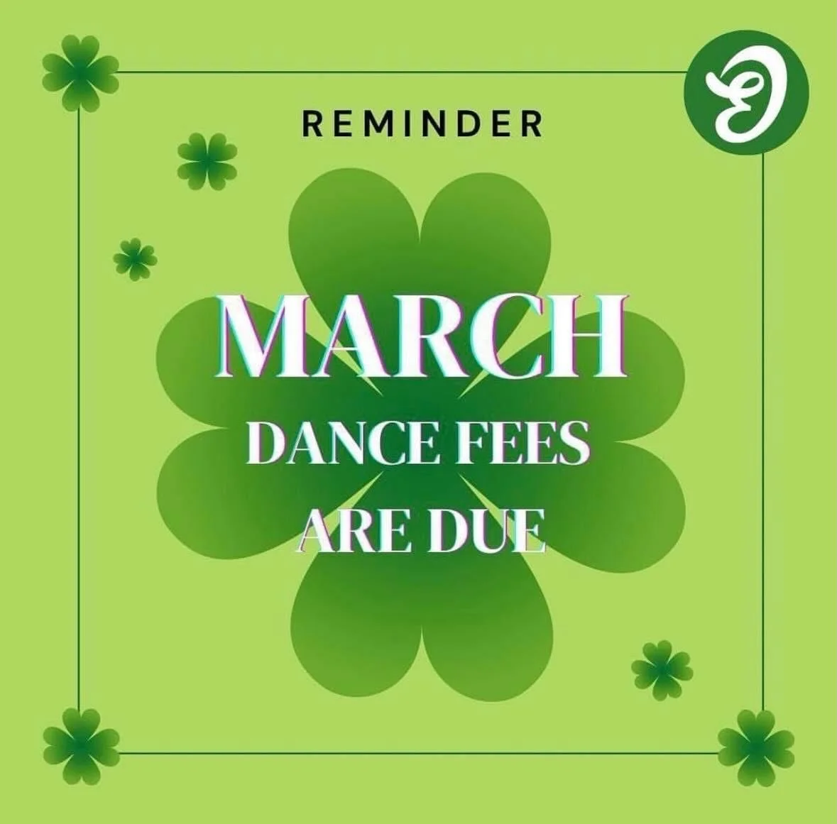 Reminder: March dance fees are due