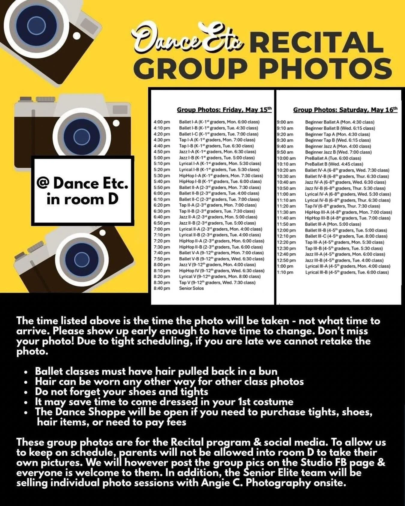 It&rsquo;s picture week! 📸 Please take a moment to read over these reminders for Group Photos (May 15th &amp; 16th)