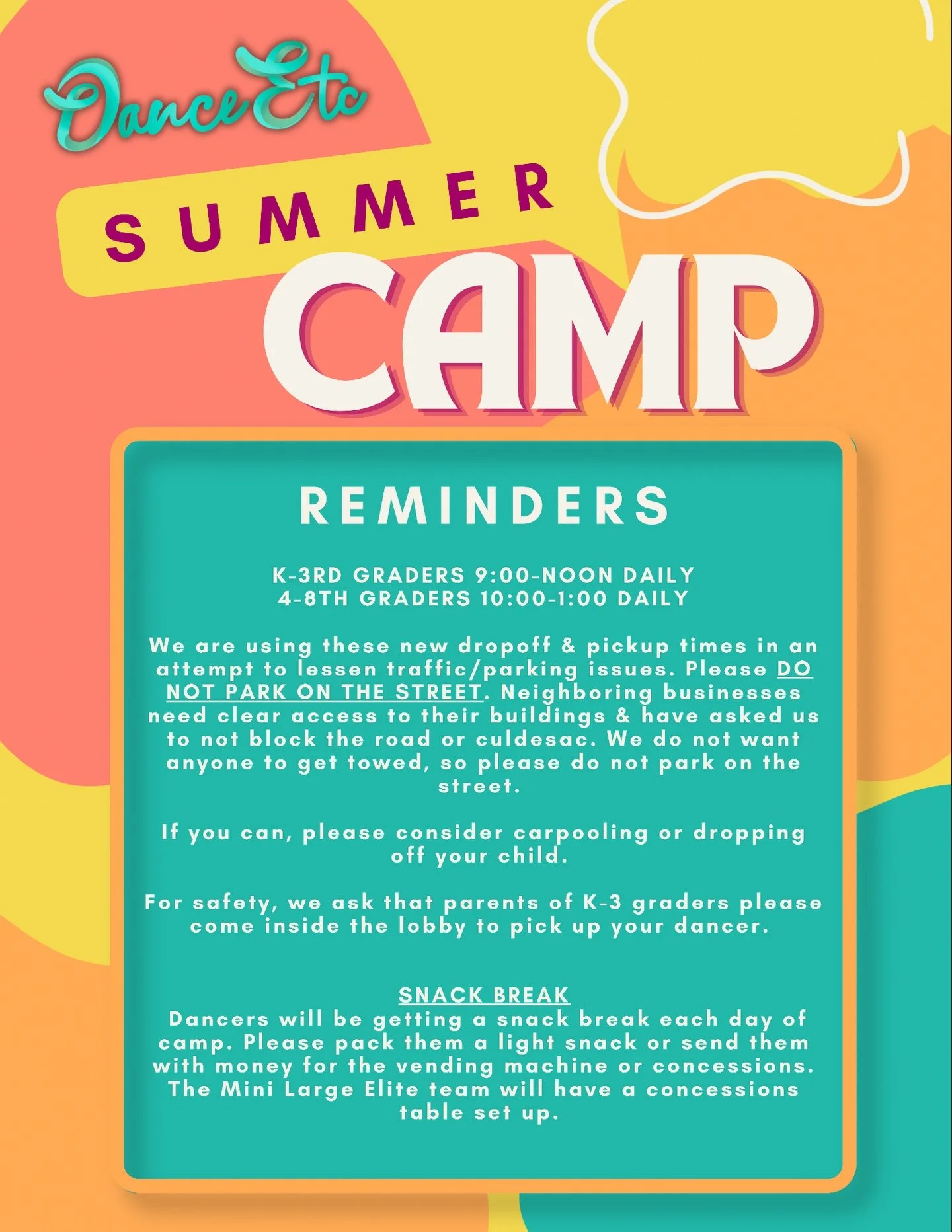 Tomorrow (7/6/26) starts DE SUMMER CAMP 2026! Please read thru these reminders. We have also attached a Fall Class Registration form and schedule. If you are not able to attend camp, we will have our Fall Registration on July 18th at the studio.