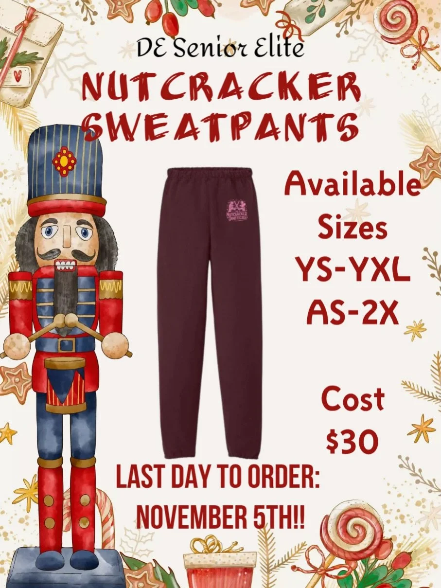 Reminders: 
&bull; Tickets go on sale to parents of participants starting Monday, 10/19
&bull; Orders for cast shirts and tights are due to the office by 10/22
&bull; Senior Elite will be selling matching sweatpants.  Please see a Sr Elite parent to 