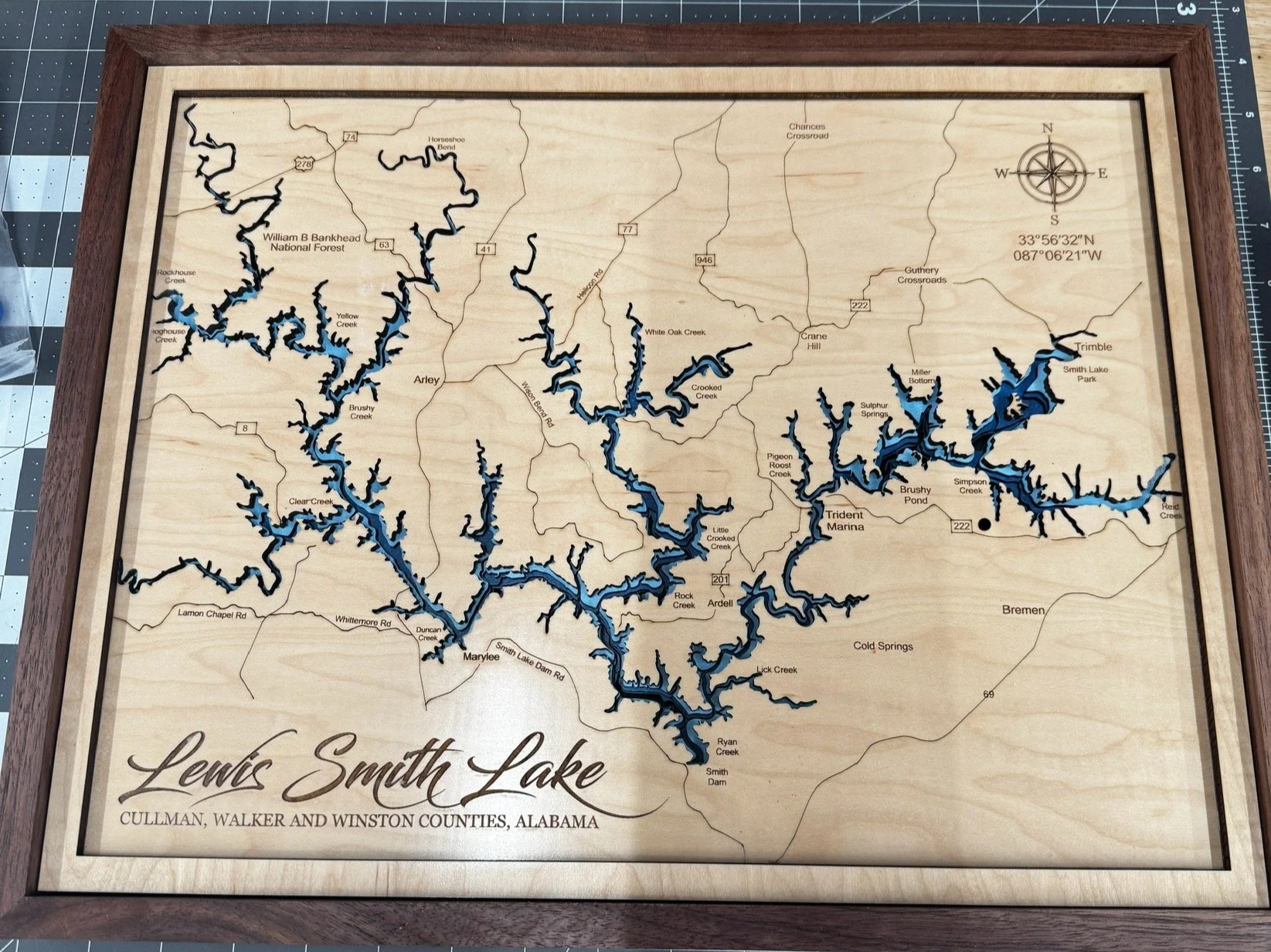 Laser Cut Layered Lake Map