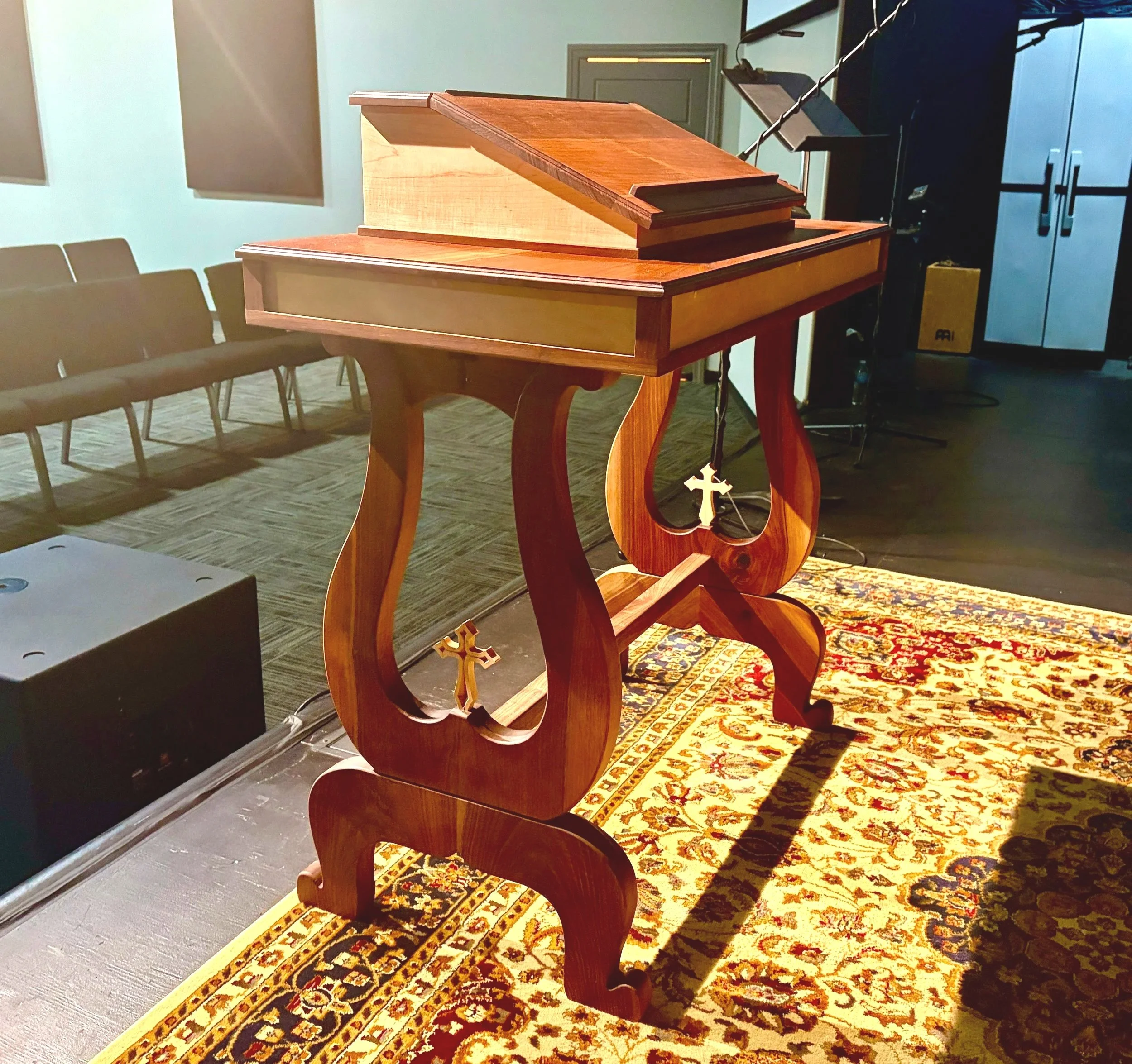 Custom Pulpit made from Walnut and Maple