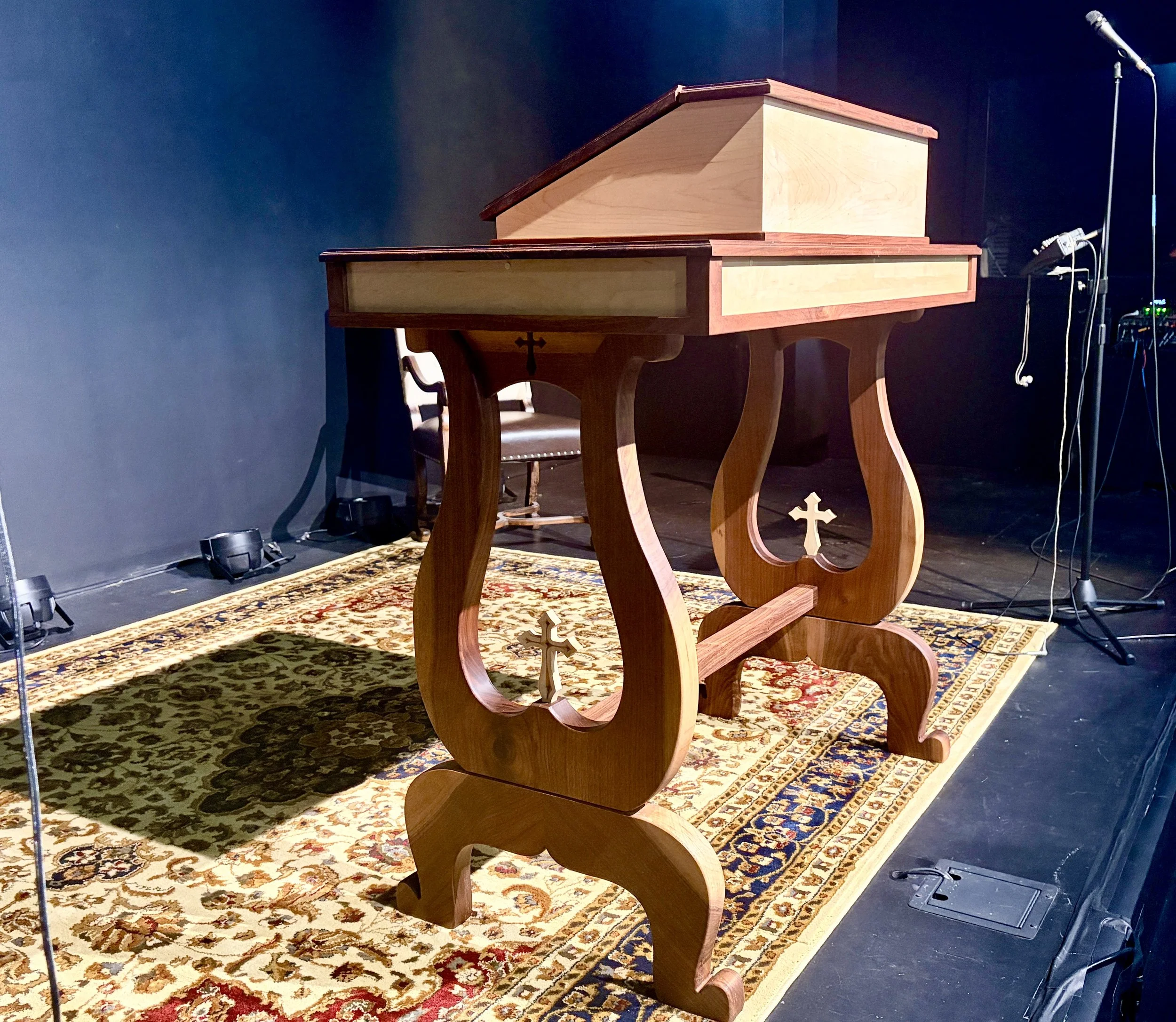 Custom Pulpit made from Walnut and Maple