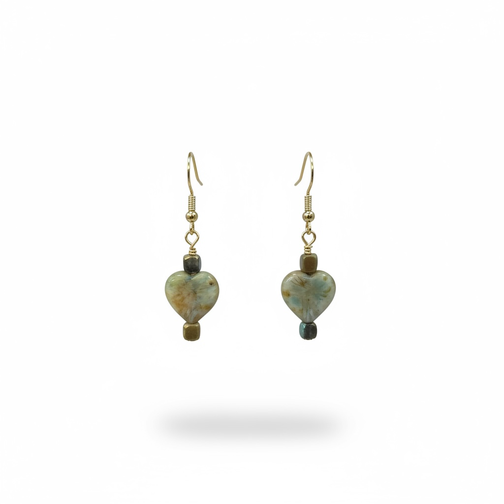 Czech glass drop earrings - Hearts