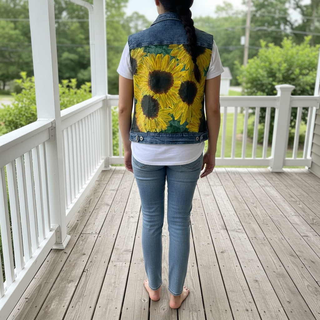 Hand painted denim vest
