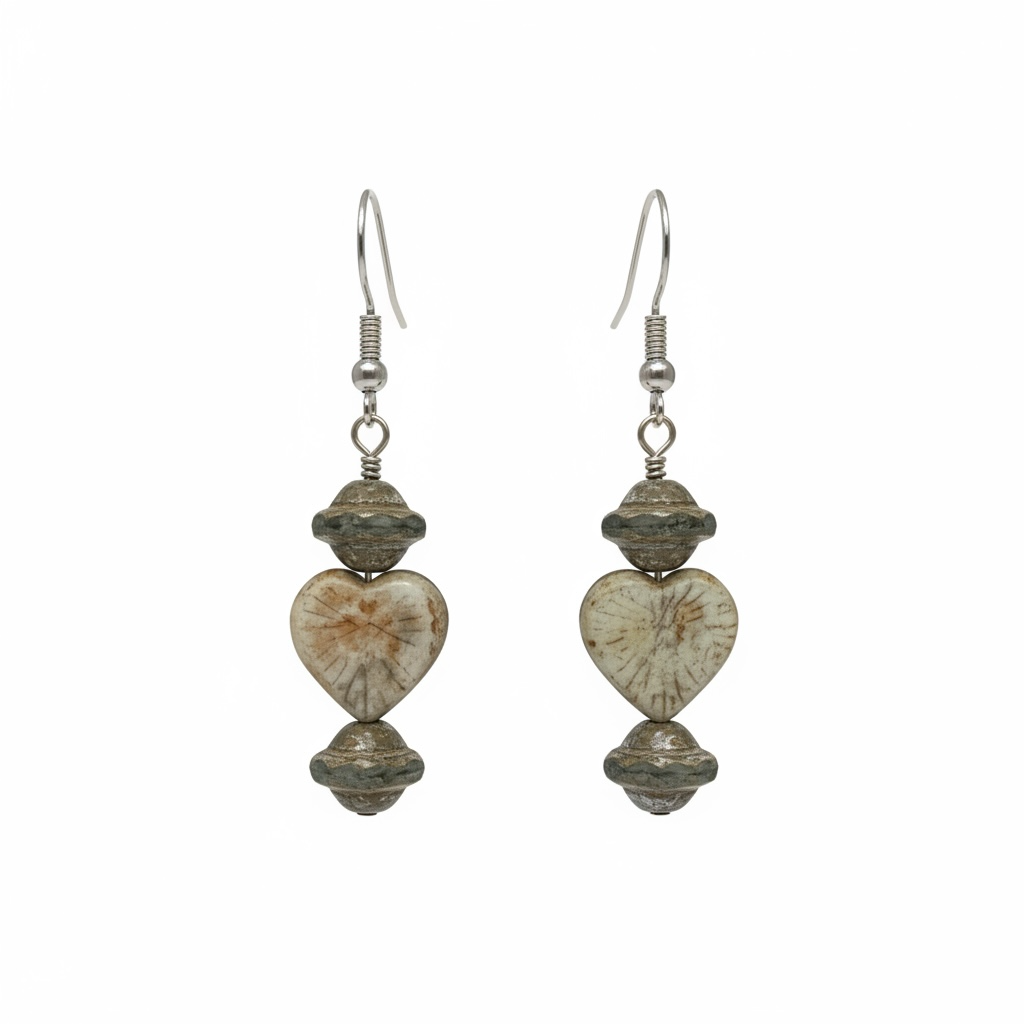 Czech glass drop earrings - Hearts