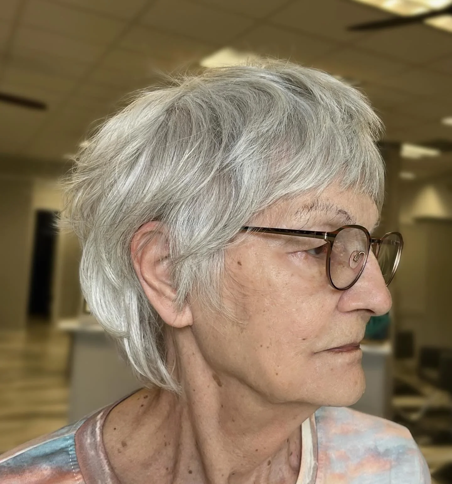 This new guest came to me with collar bone length hair and a blunt cut. On our phone consultation a week before the appointment, she stated she wanted a shag. I didn’t see any inspiration pics until she came in and WOW she was really wanting a